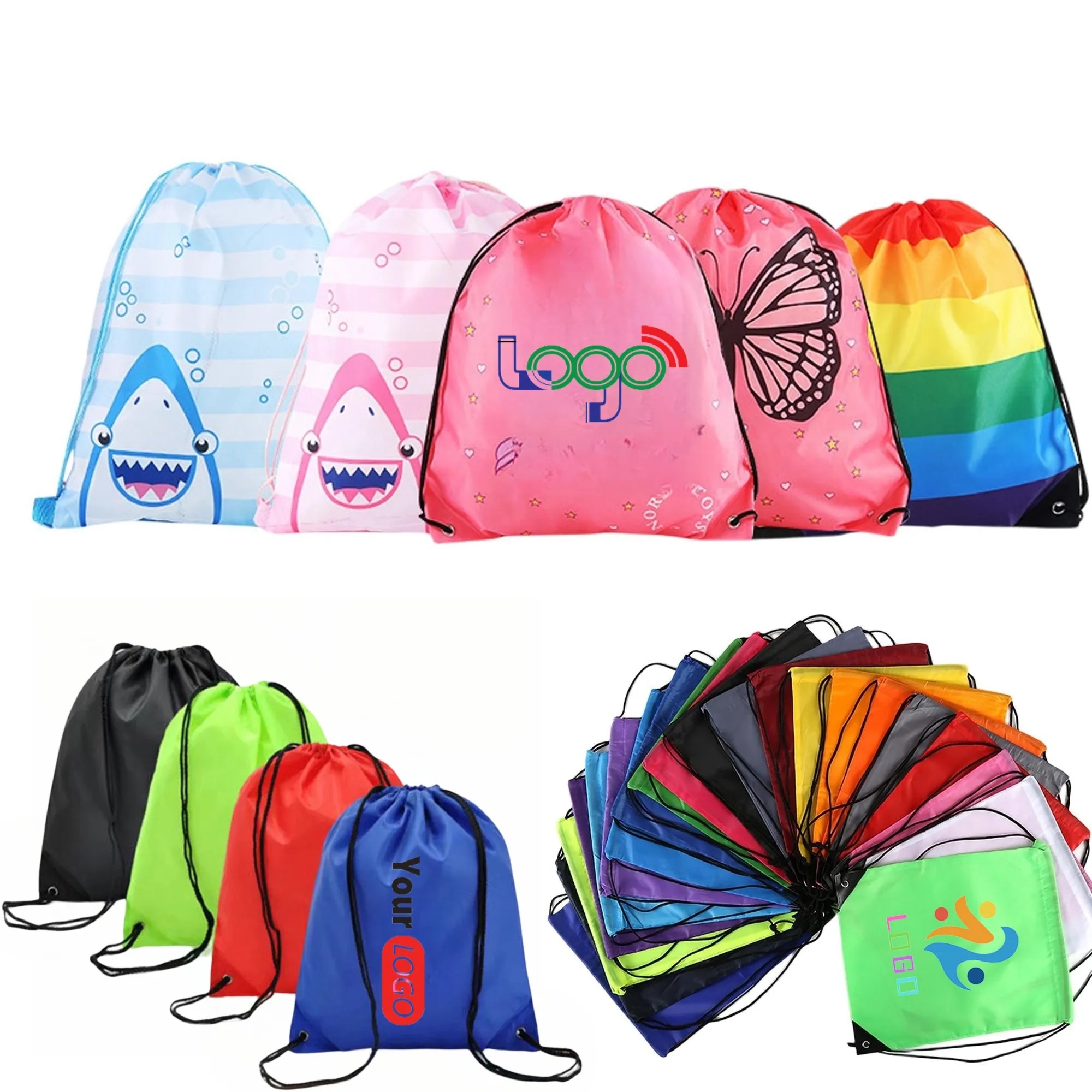 MOQ 20 PCS 210D Drawstring Backpack Personal Logoed products 3