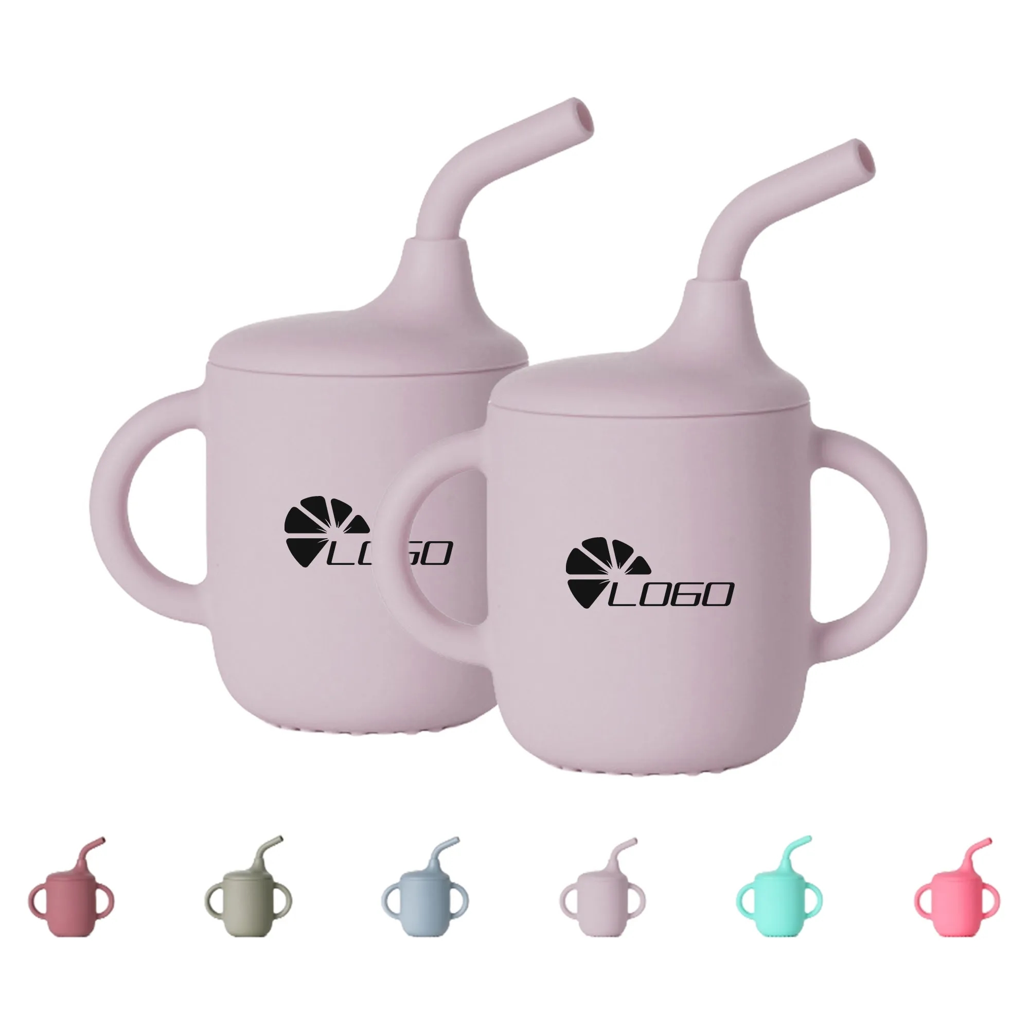 MOQ 20pcs Baby Silicone Drinking Cup With Straw 3