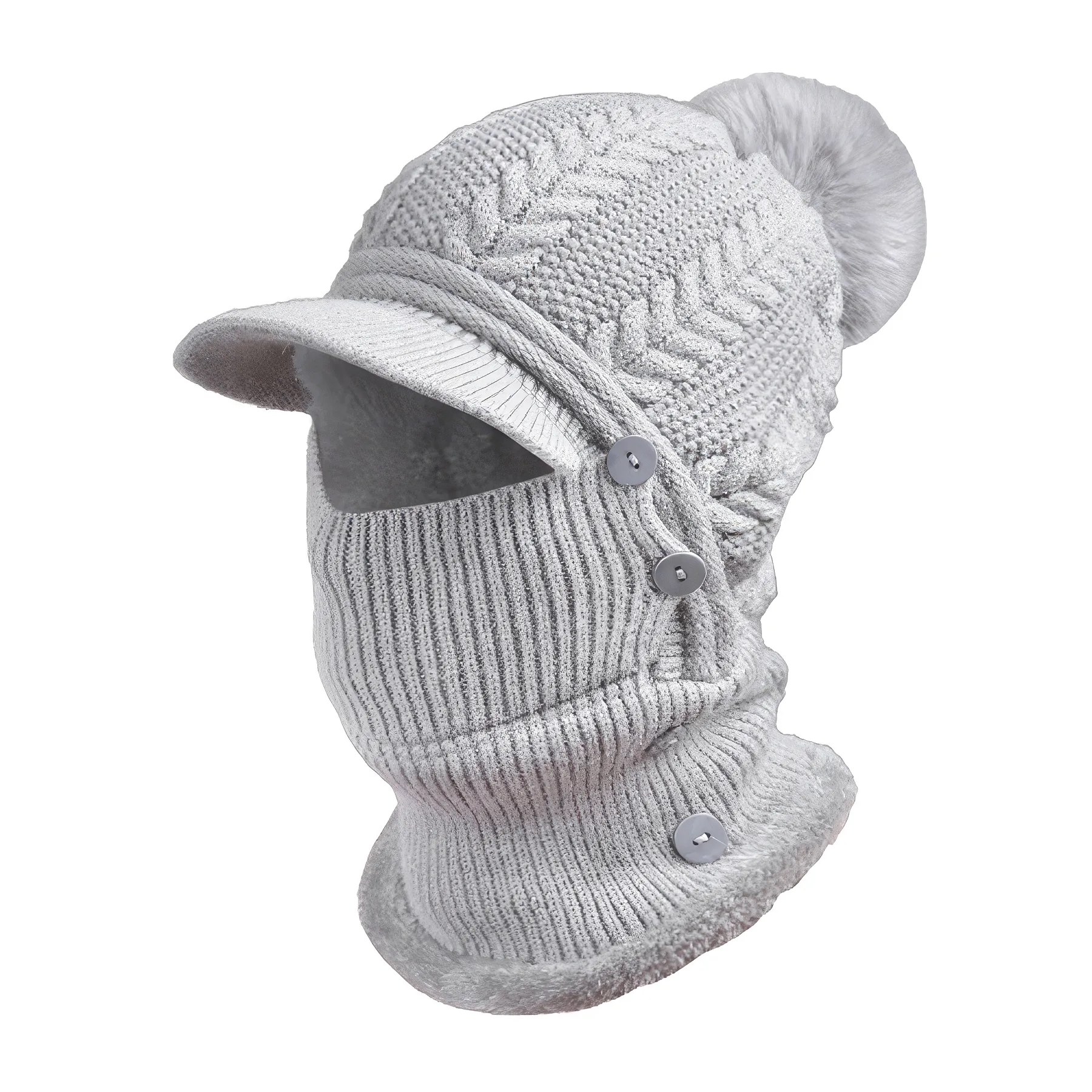 Women One Piece Slouchy Fleece Beanie Hats Scarf Mask 3
