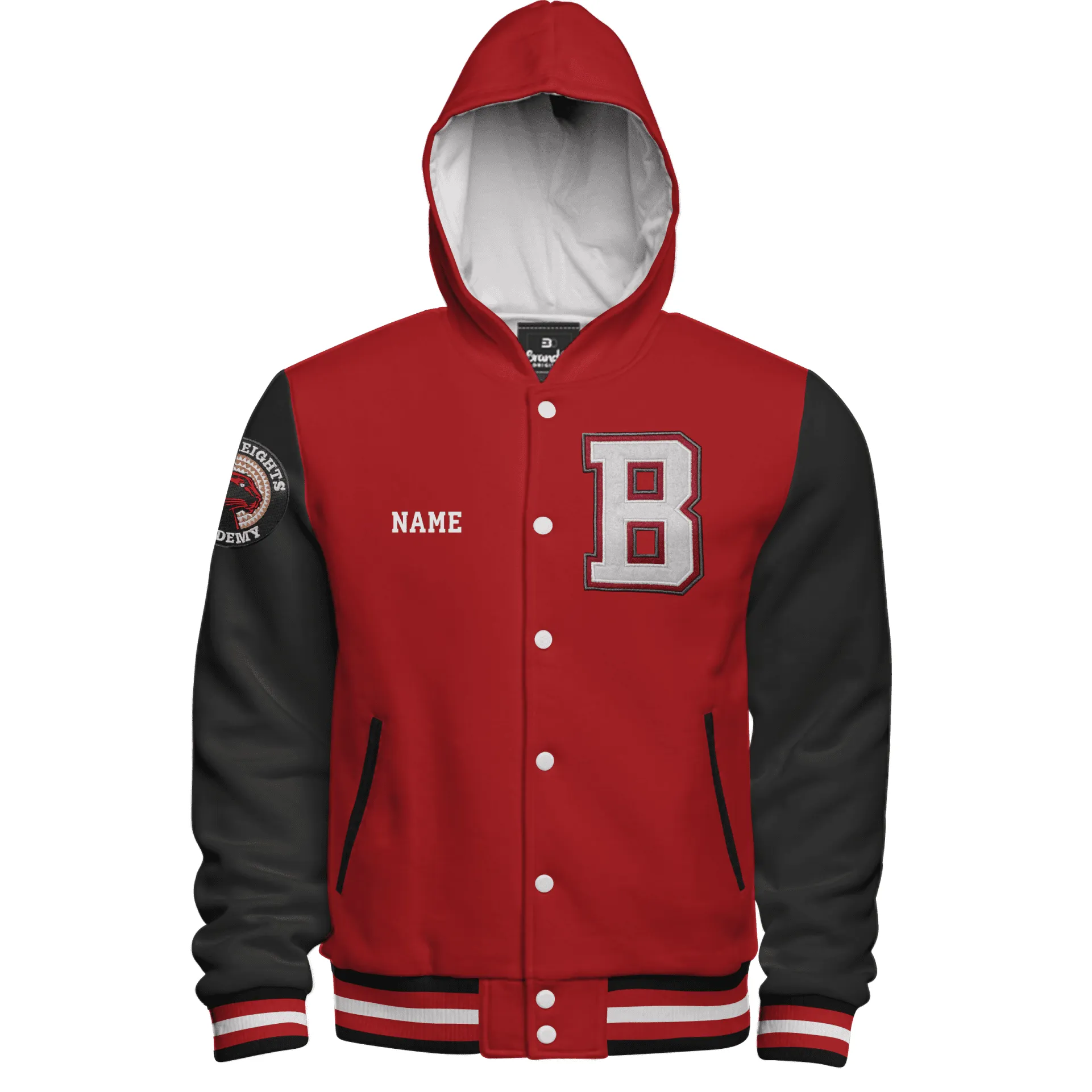 Hooded Cotton Fleece Varsity Jacket With No Lining 4