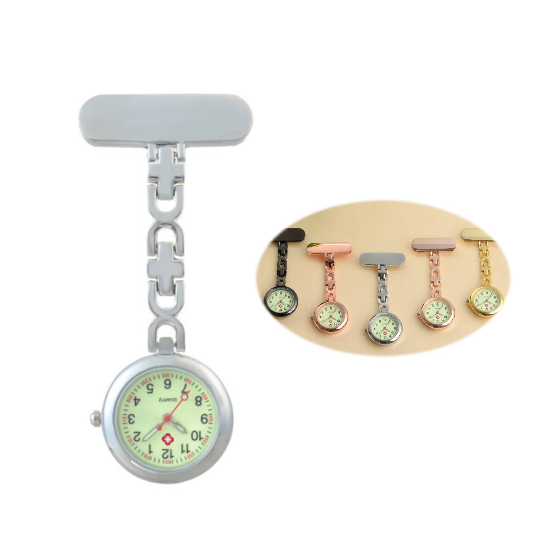 Luminous Medical Clip Alloy Brooch Nurse Watch 3