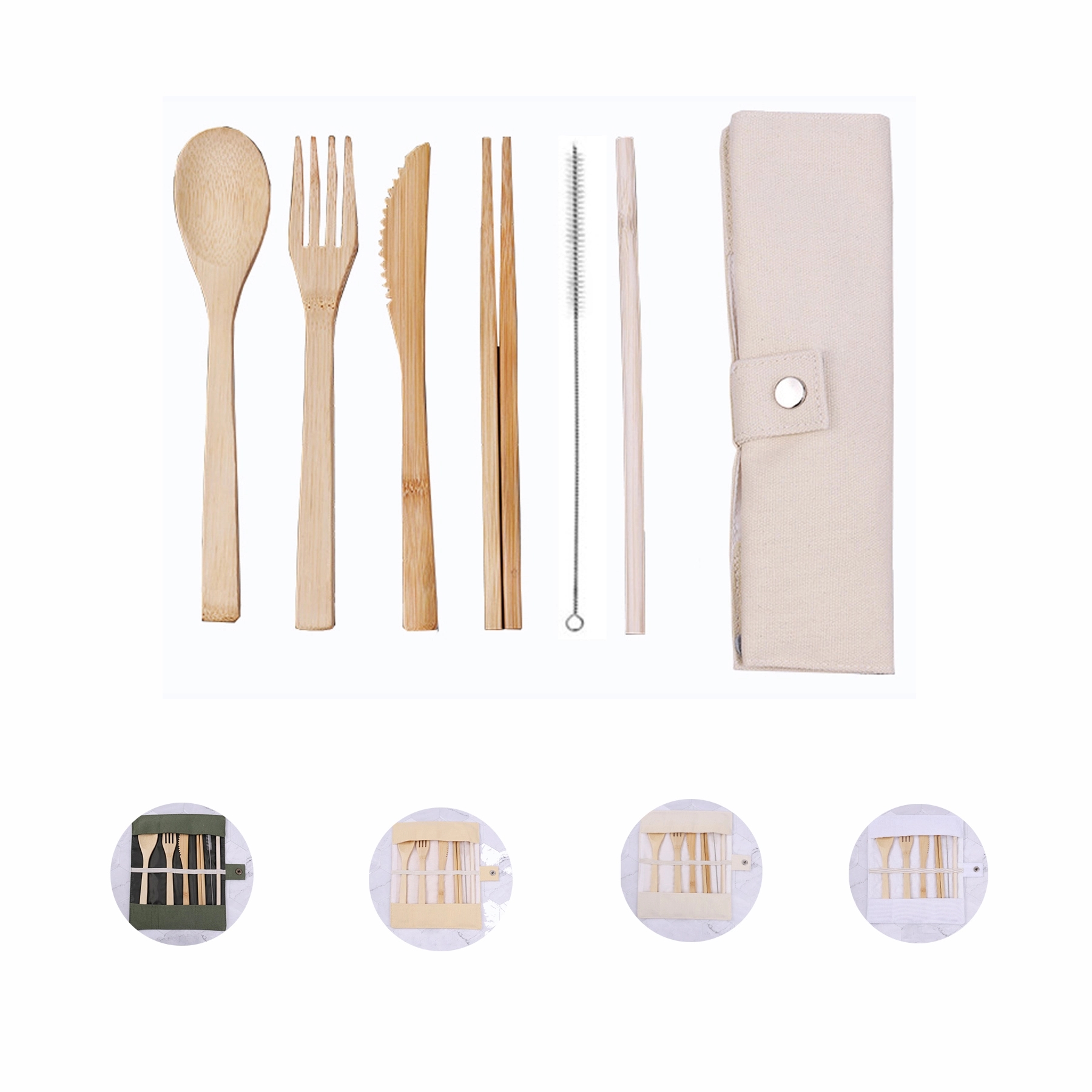 Bamboo tableware set with Pouch 2