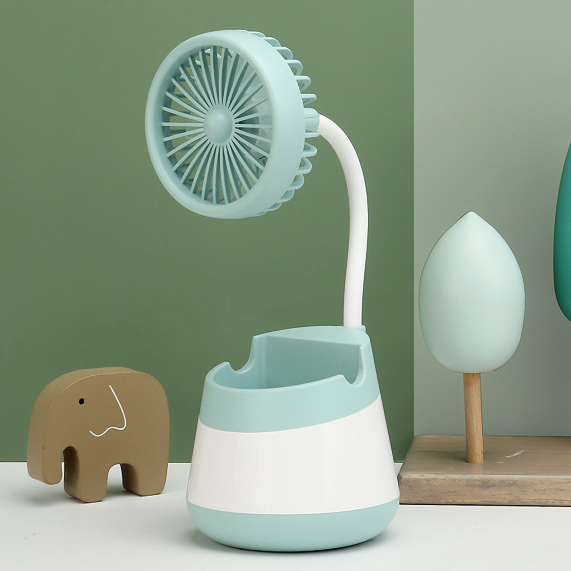 Portable USB Handheld Fan w/Phone Holder 3
