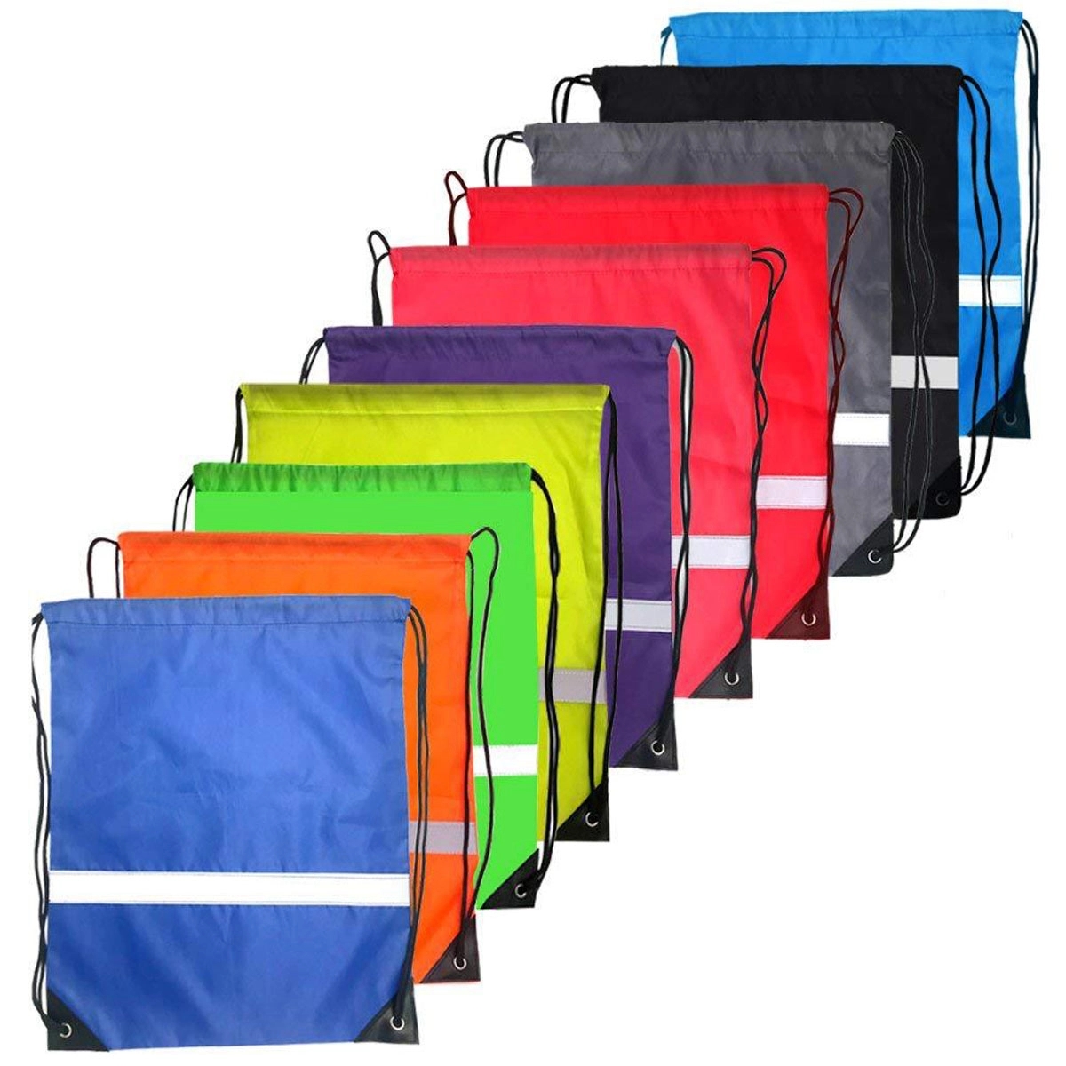 Nylon Drawstring Backpack Reflective Strip MOQ 50 PCS 6