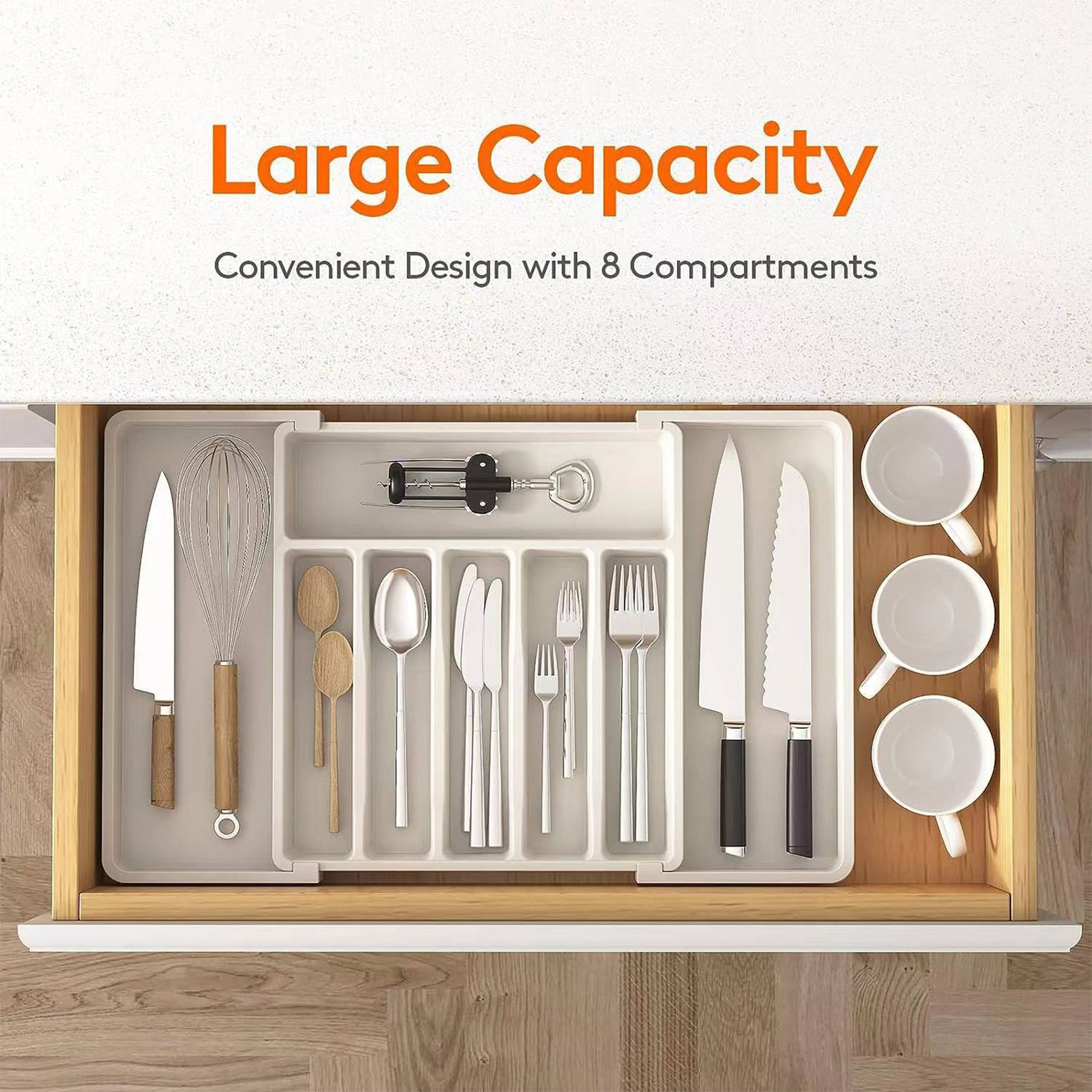 Plastic Expandable Utensil Tray 4