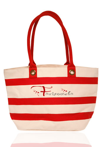 18.25W x 11H inch Striped Sailor Canvas Tote Bags 2