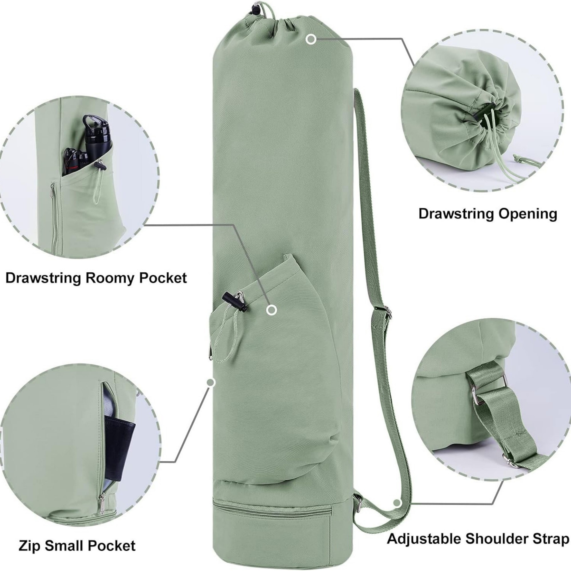 Yoga Mat Bag With Water Bottle And Bottom Wet Pocket 7