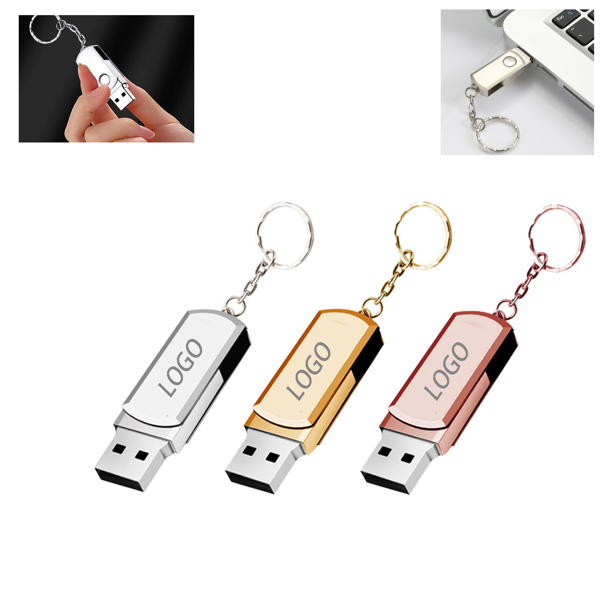 4 GB Metal USB Flash Drive With Keychain 2