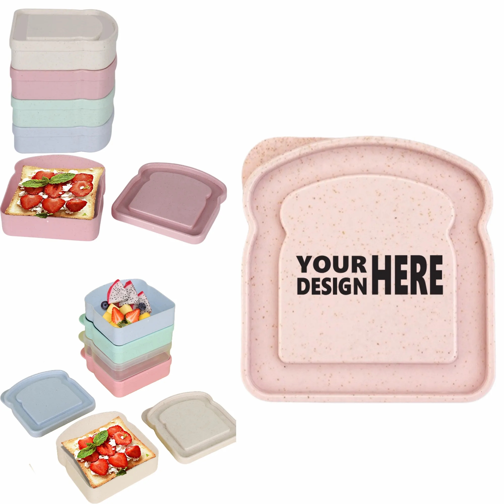 Wheat Straw Sandwich Box, Portable Fresh-Keeping Bento