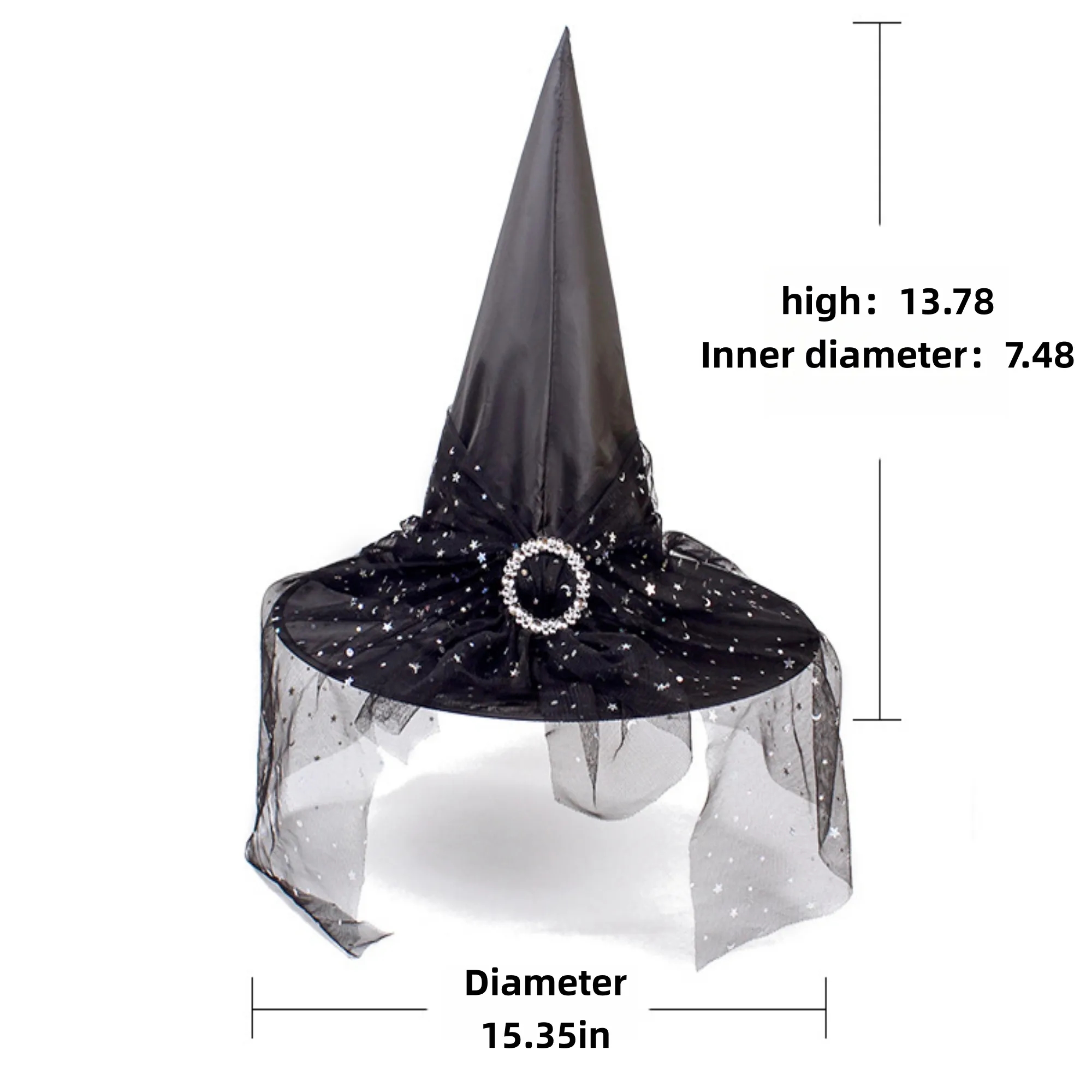 Elegant Mesh Lace Witch Hat For Halloween Party Cosplay 3