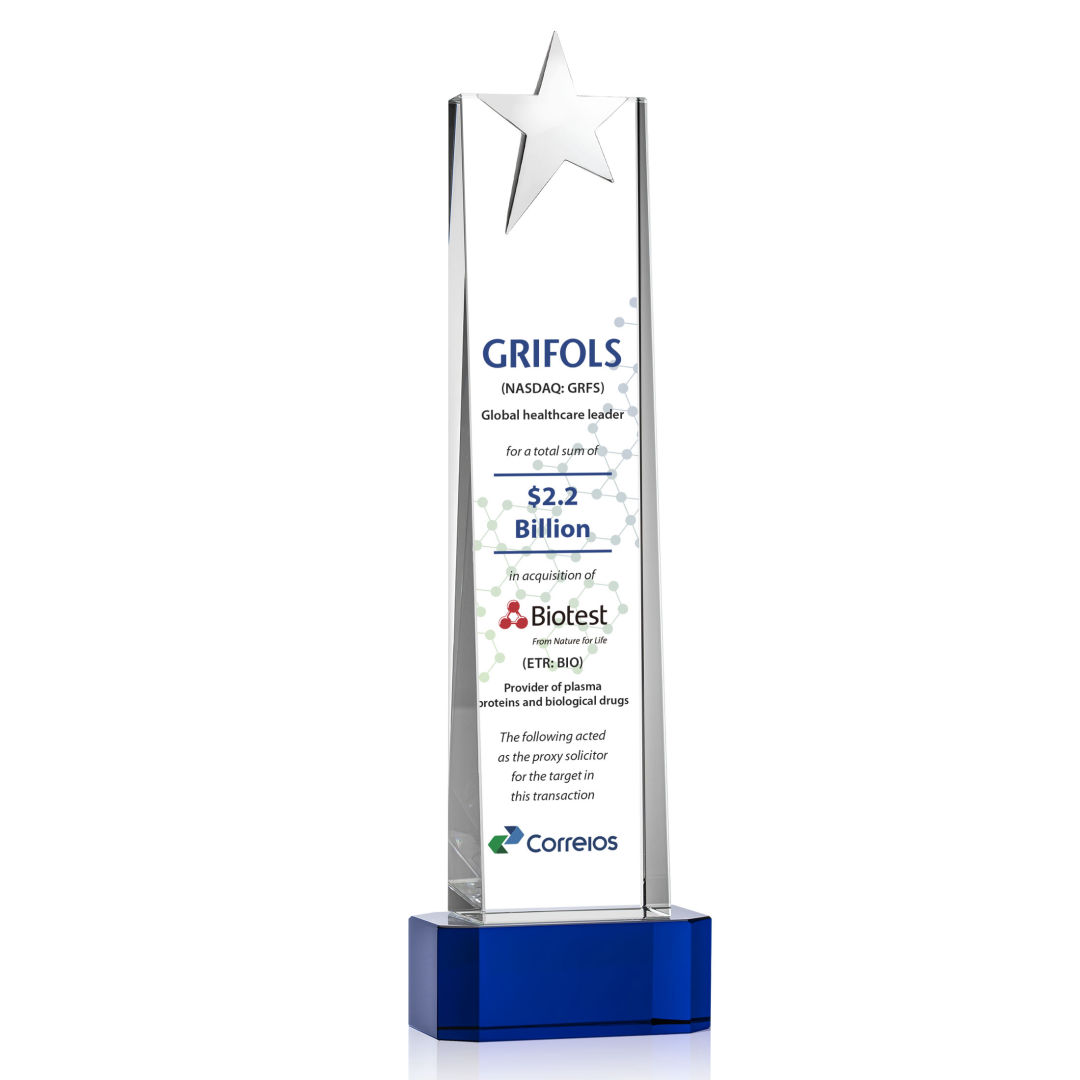 Fanshaw Silver Star VividPrint™ Award on Base - Blue 7