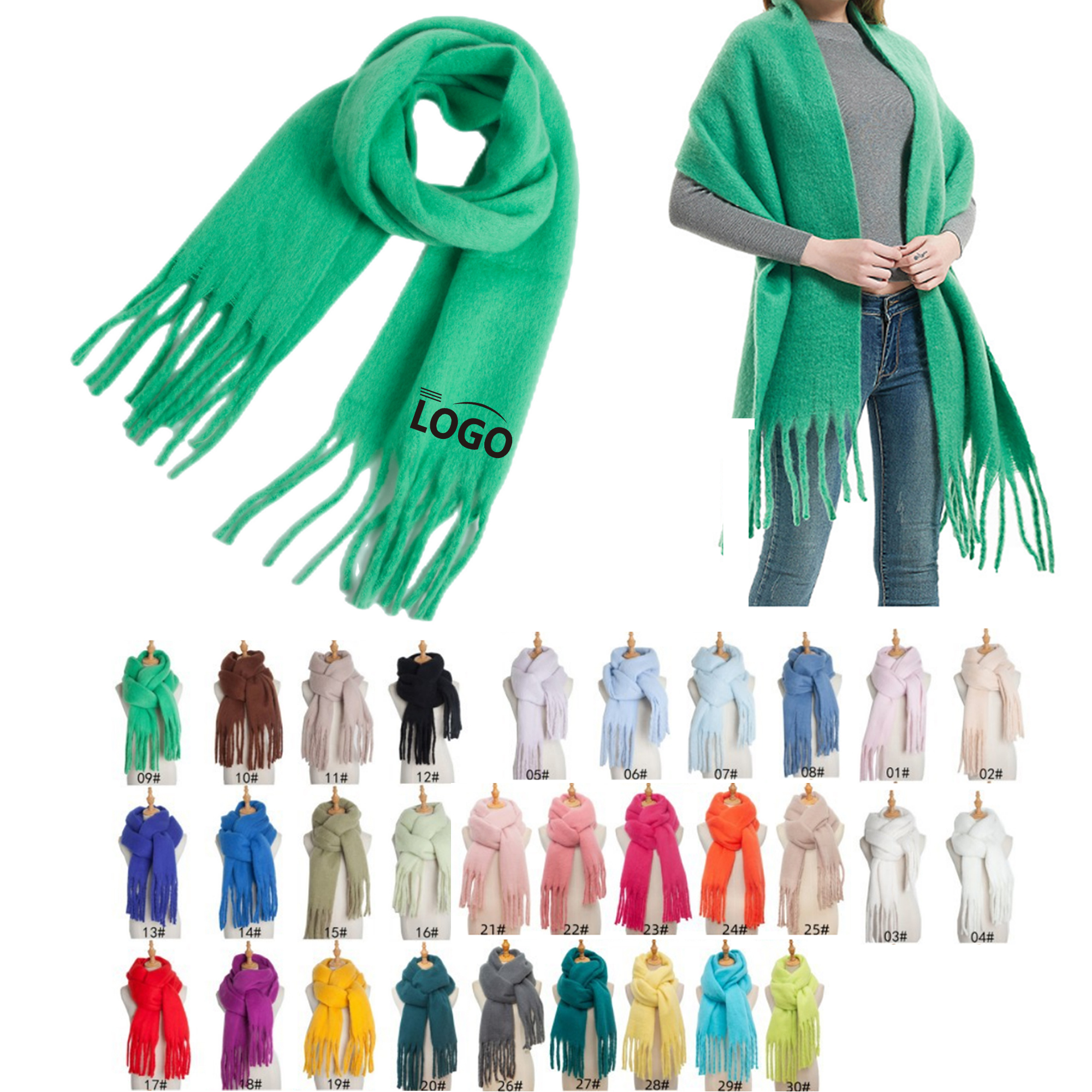Stylish Winter Women's Tassel Scarf Shawl 2