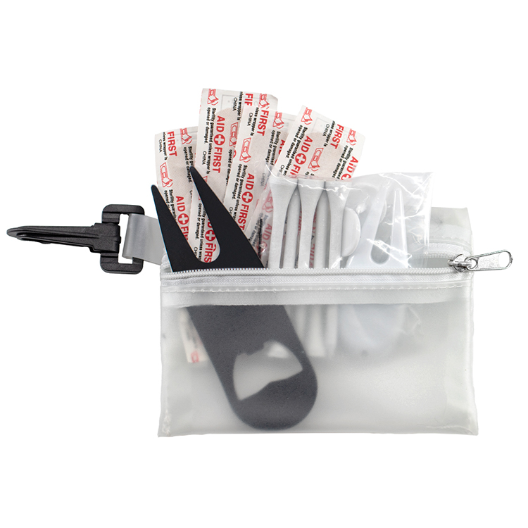 "FAIRWAY 12" 12 Piece Healthy Living Sun Kit Components inserted into Translucent Zipper Pack with C 6