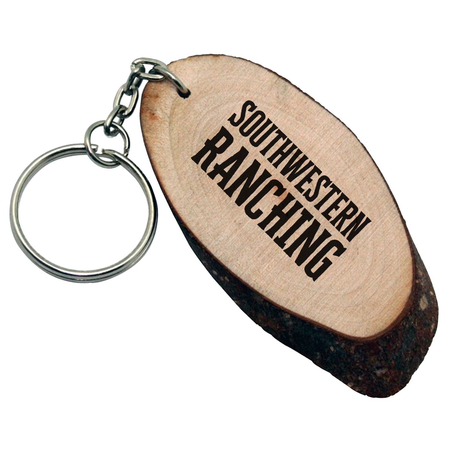 Oval Wood Keychain 3