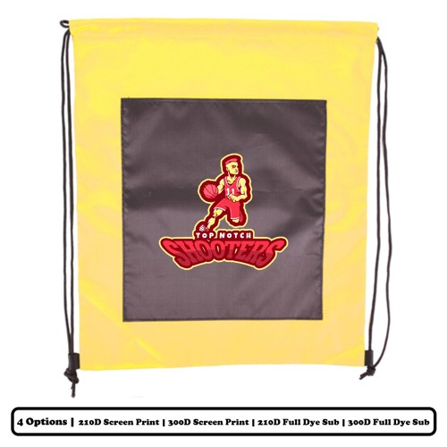 Solid Color Polyester Drawstring Bag With Large Open Pocket - Screen Print, Heat Press