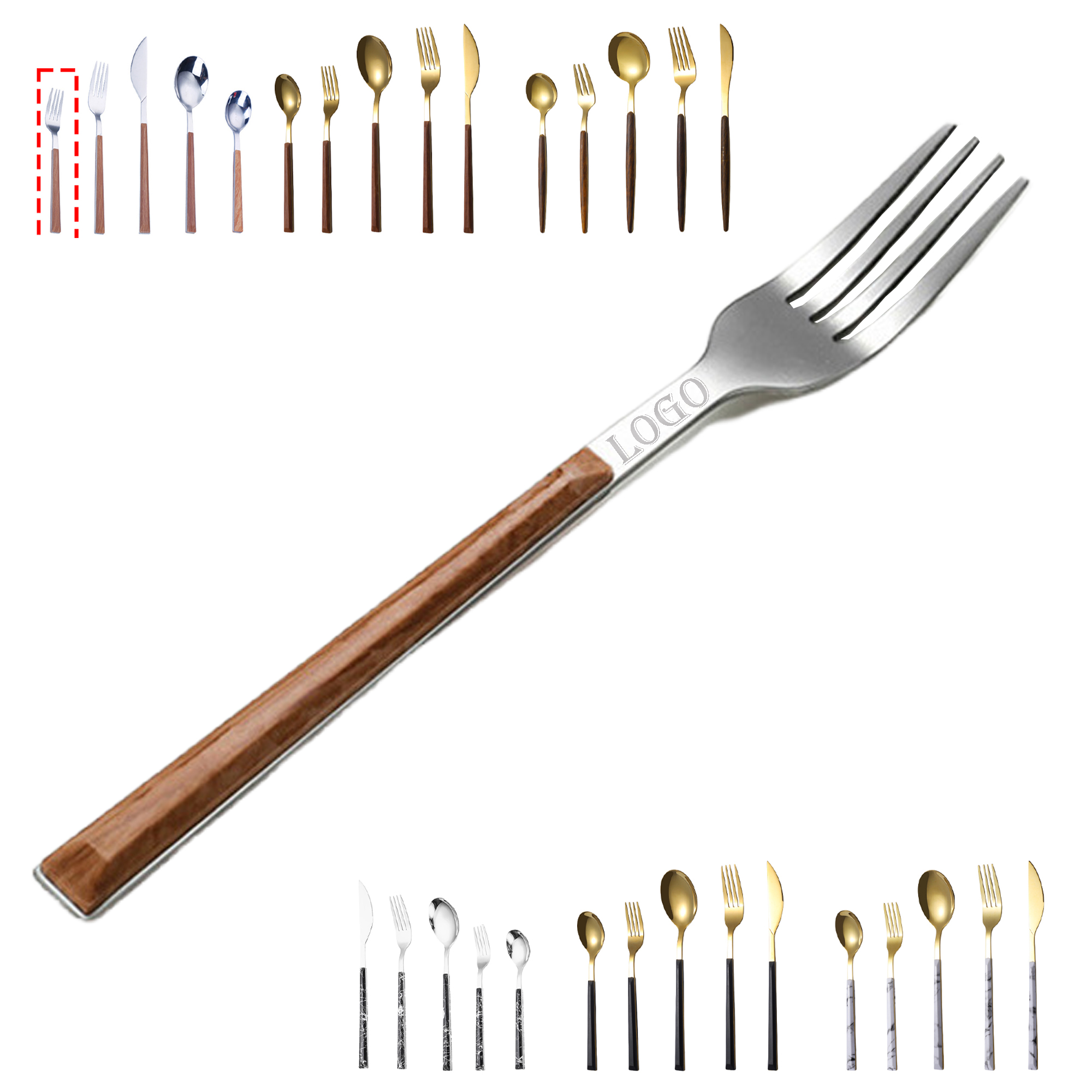 High-grade wood-effect stainless steel dinner fork, available in tableware sets 3