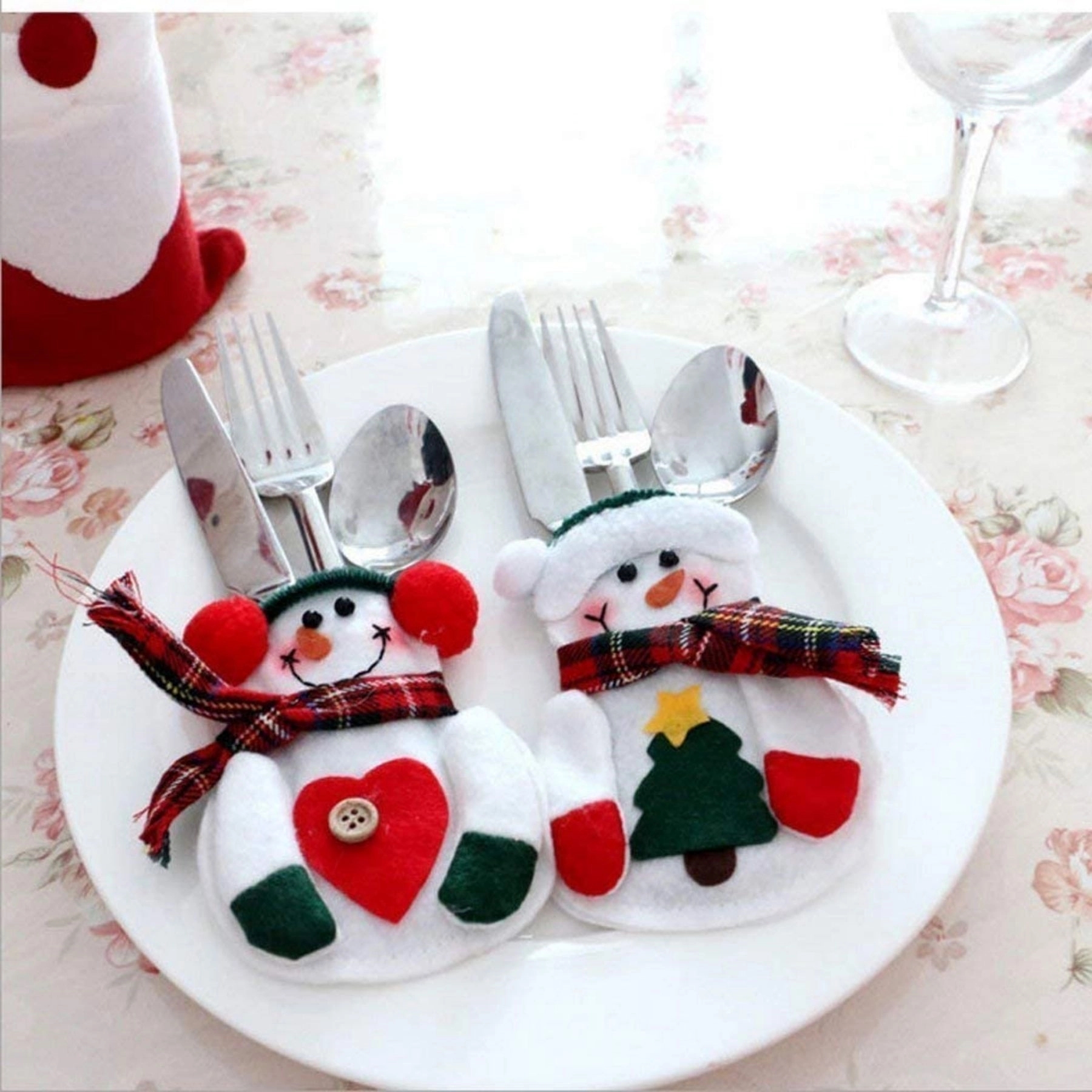 Xmas Christmas Cutlery Bag Silverware Tableware Holder 11