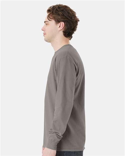 Unisex Garment-Dyed Long Sleeve T-Shirt With a Pocket - GDH250 75