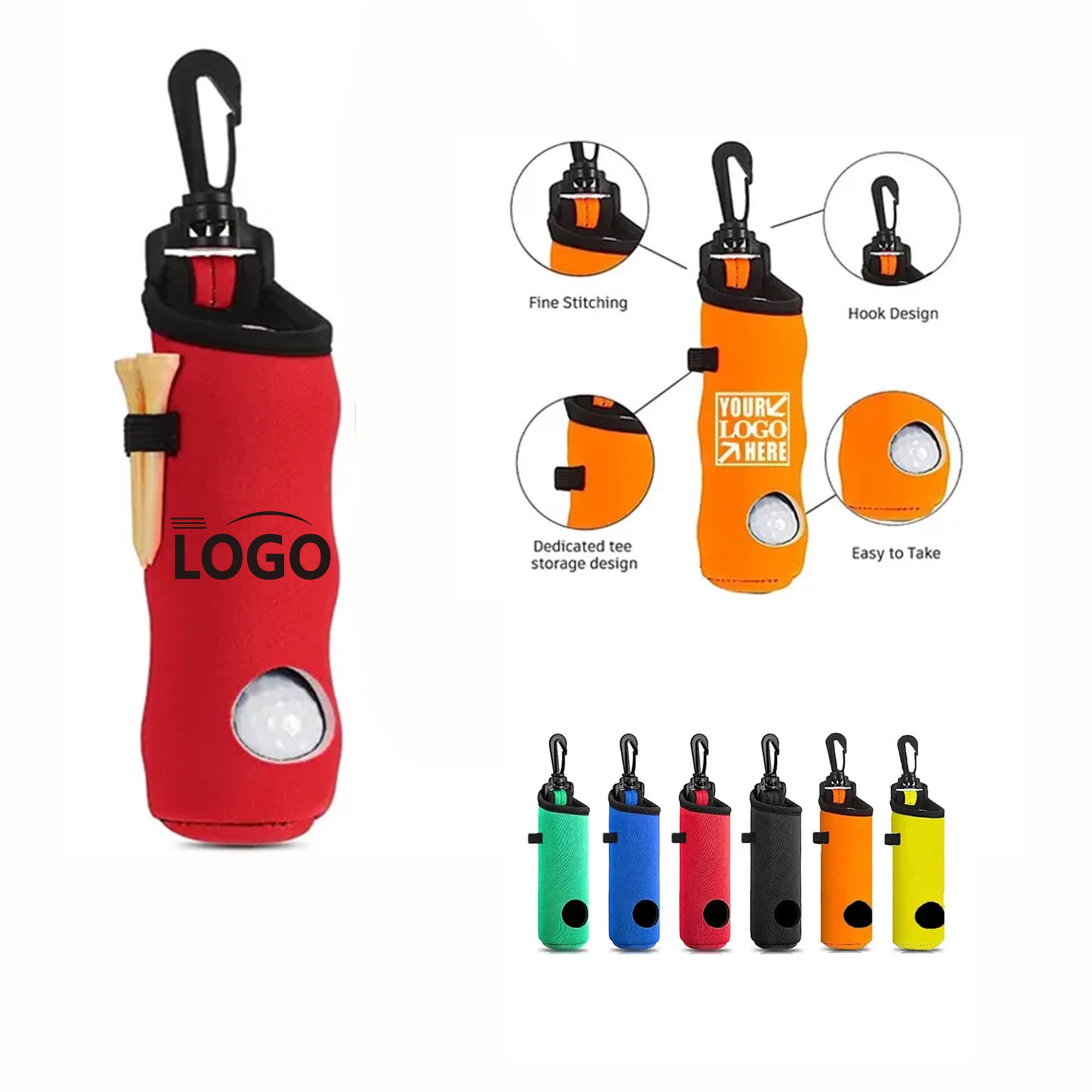 Custom Golf Ball Tee Holder Neoprene MOQ 10 pcs 2