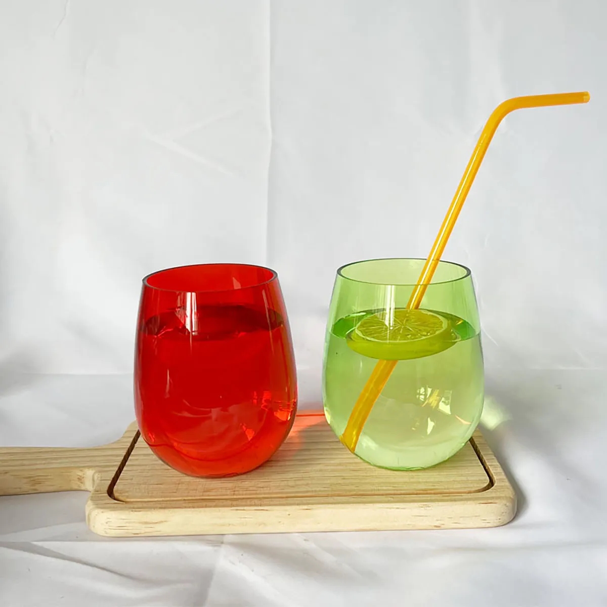16Oz Reusable Plastic Cups translucent Stemless Wine Tumbler 5