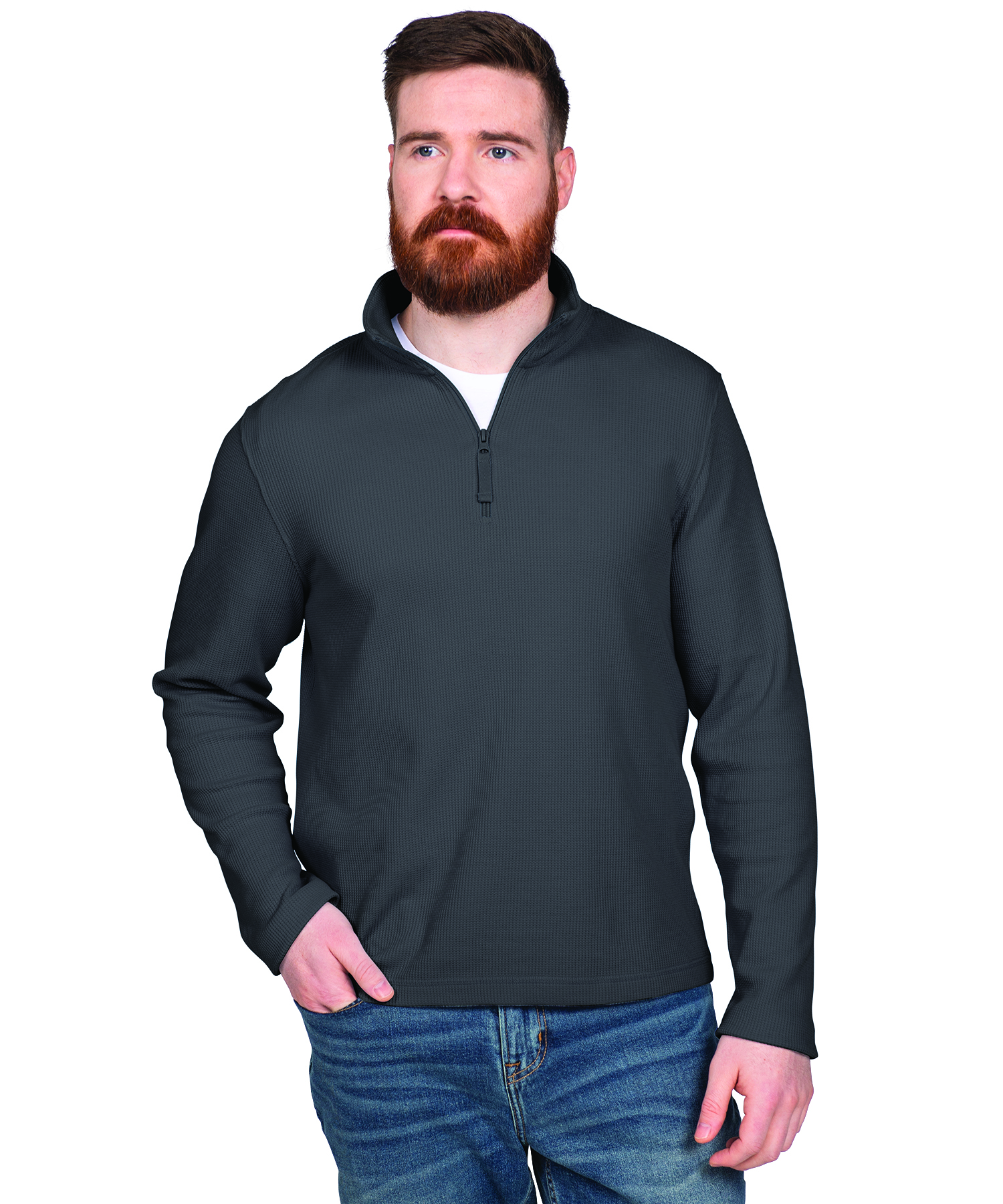Men's Lightweight Waffle Quarter Zip Pullover 21