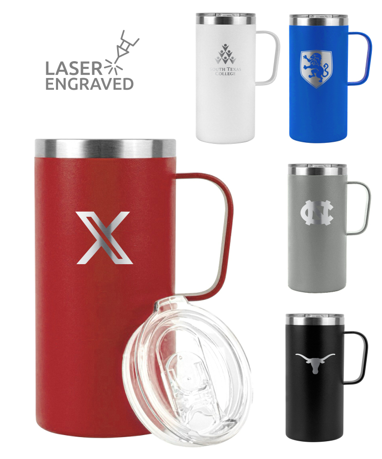 20oz Large Vacuum Camp Mug - Double Wall Stainless Steel - Powder Coated 1