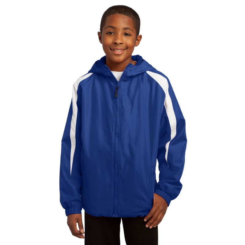 Sport-Tek Youth Fleece-Lined Colorblock Jacket. 5