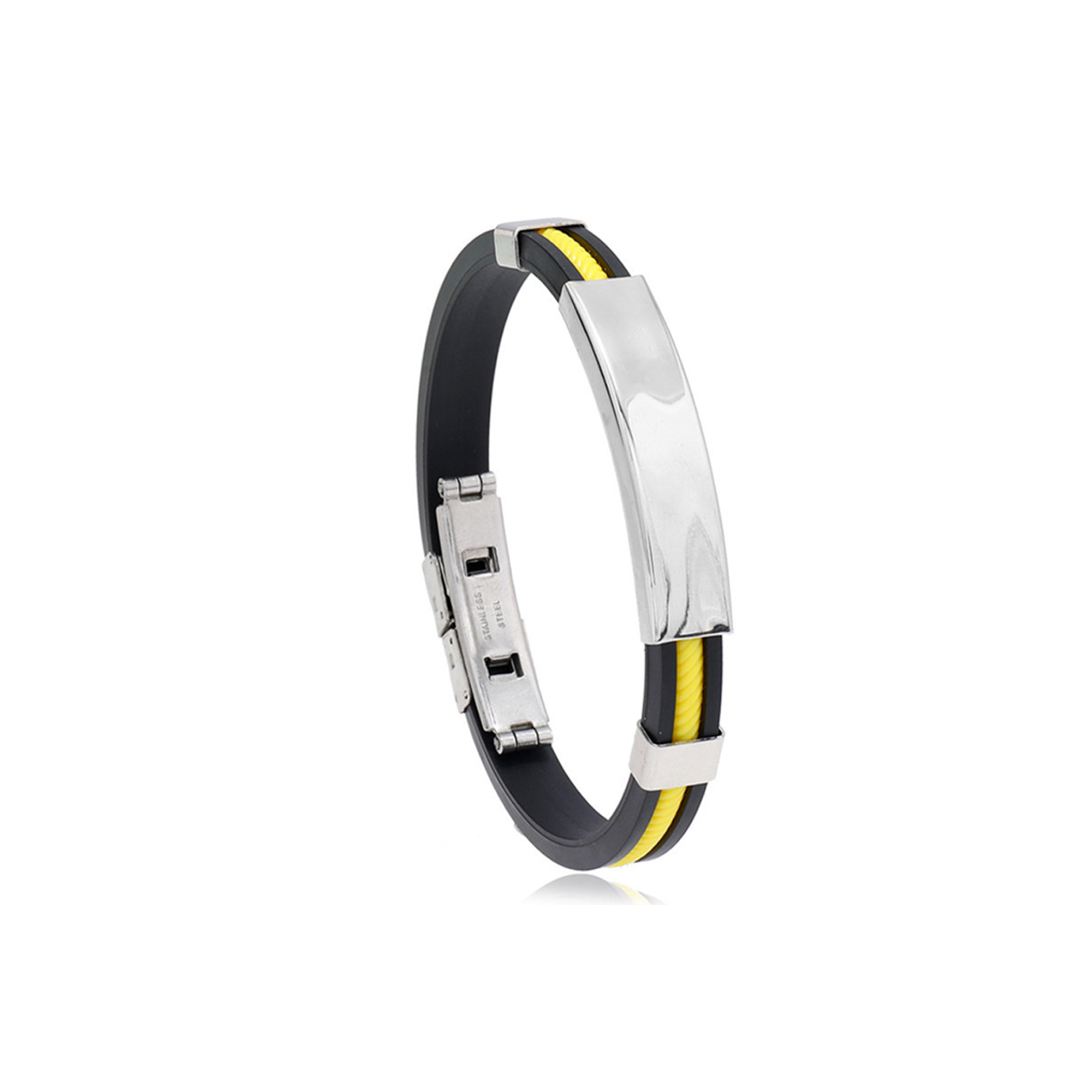 Titanium Silicone Bracelet 9.1" x 0.55" Adjustable 5
