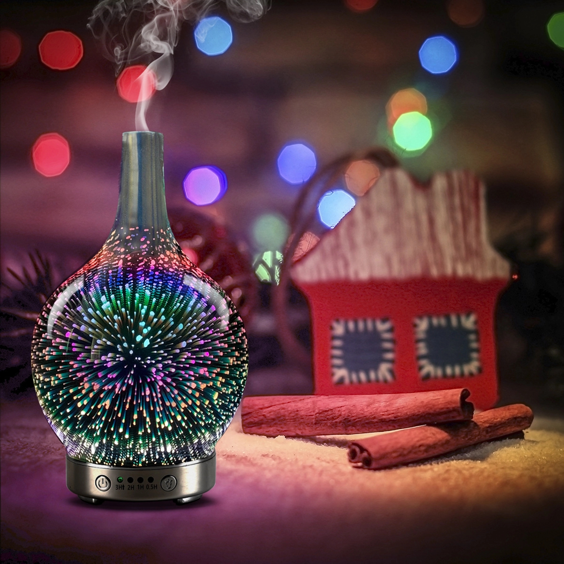 3D Firework Glass Vase Shape Oil Diffuser Air Humidifier 3