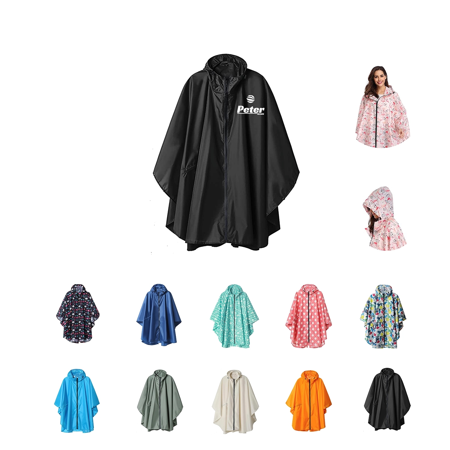Rain Poncho Jacket Coat Hooded 1