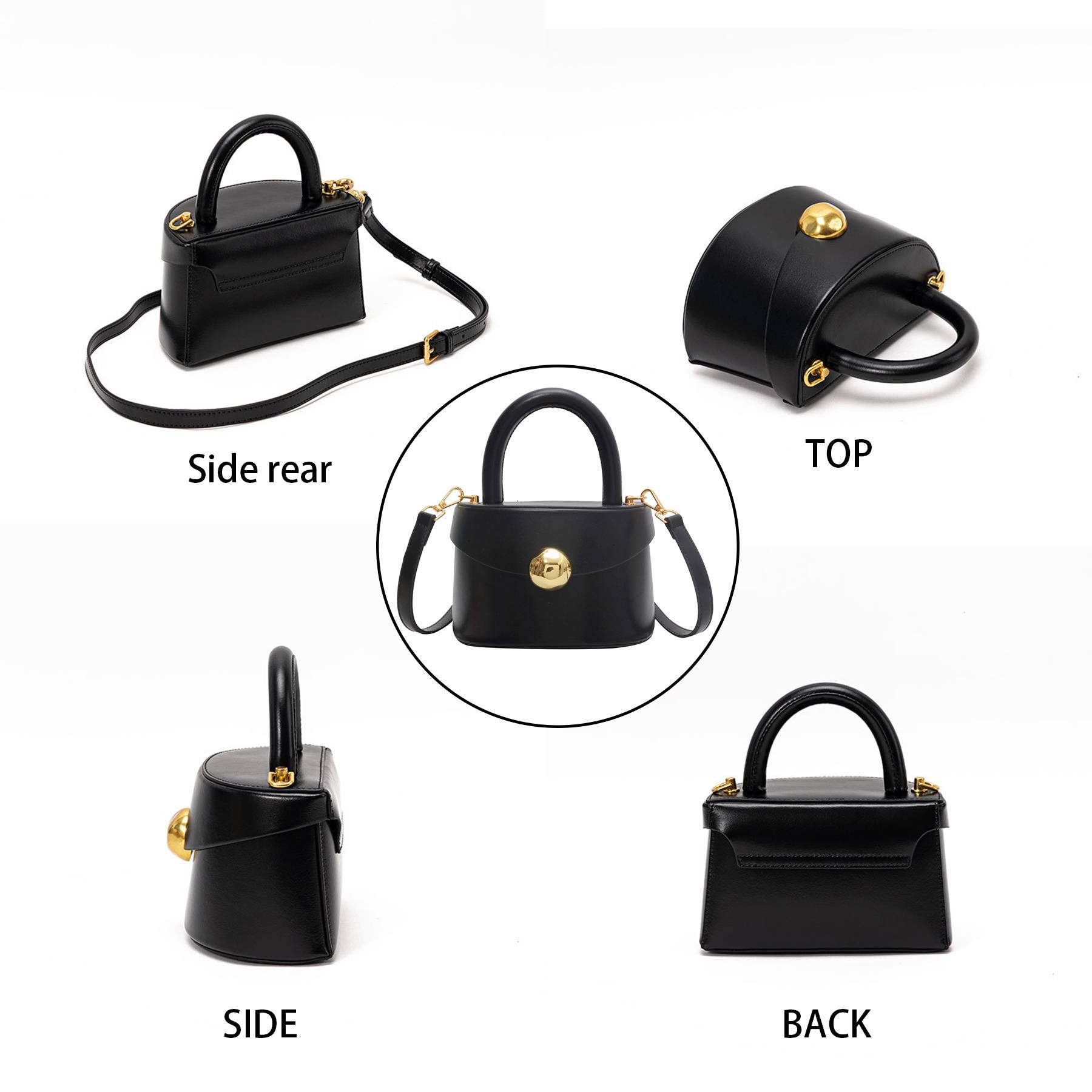Genuine Leather Semi-round hand-held crossbody bag 7