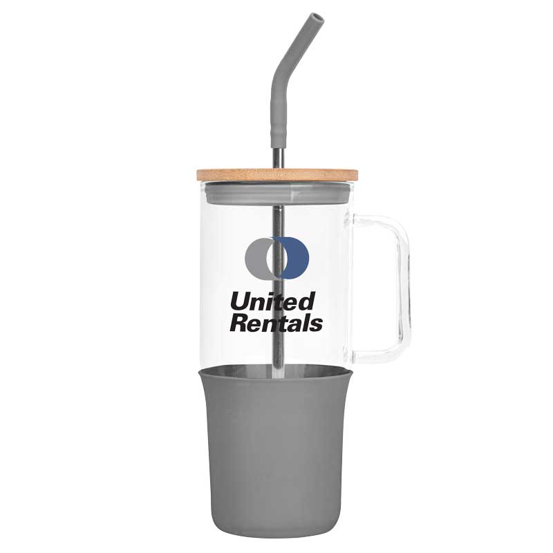 32oz. Glass Tumbler with Handle and Straw 6
