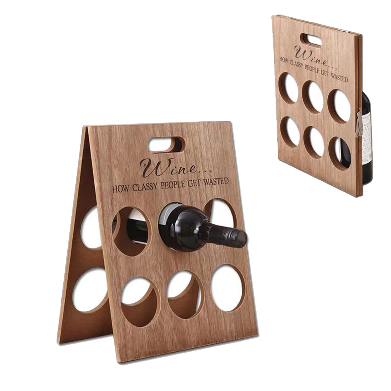 6 Bottle Wood Wine Stand 2