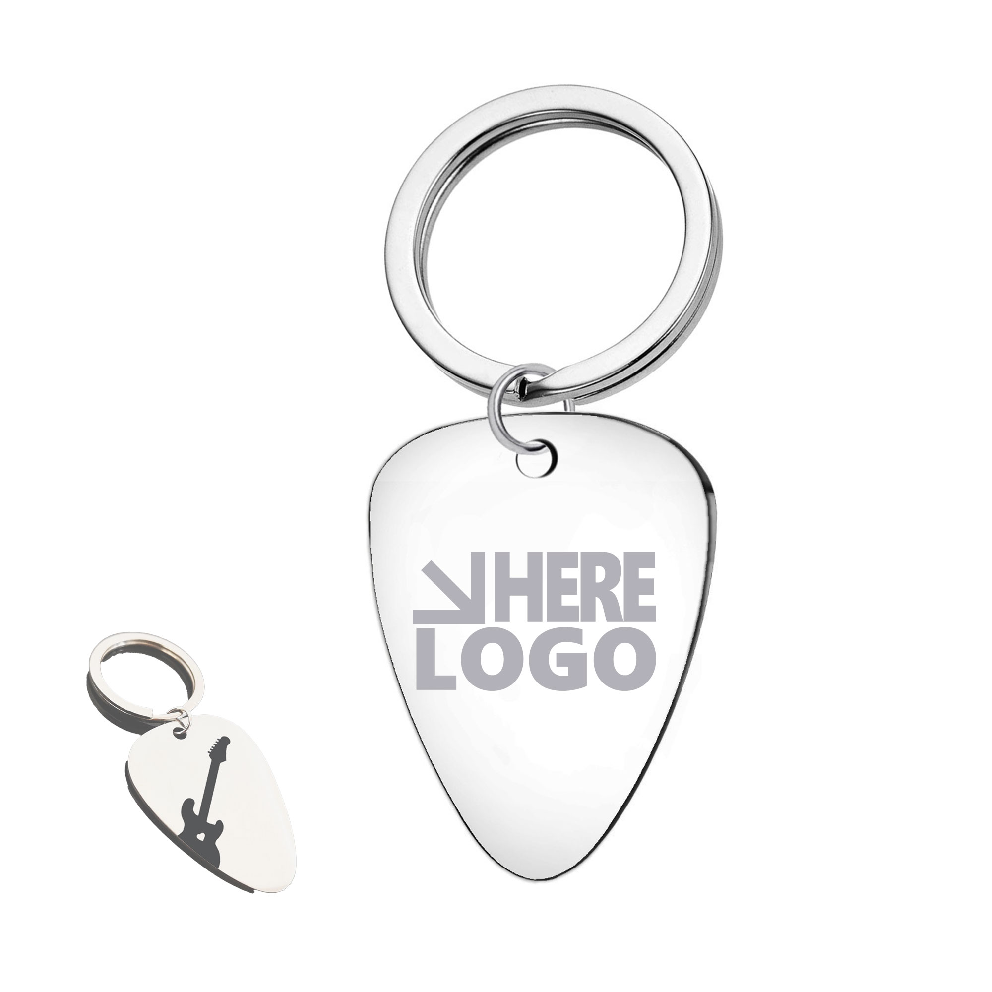Guitar Pick Keychain Stainless Steel 4