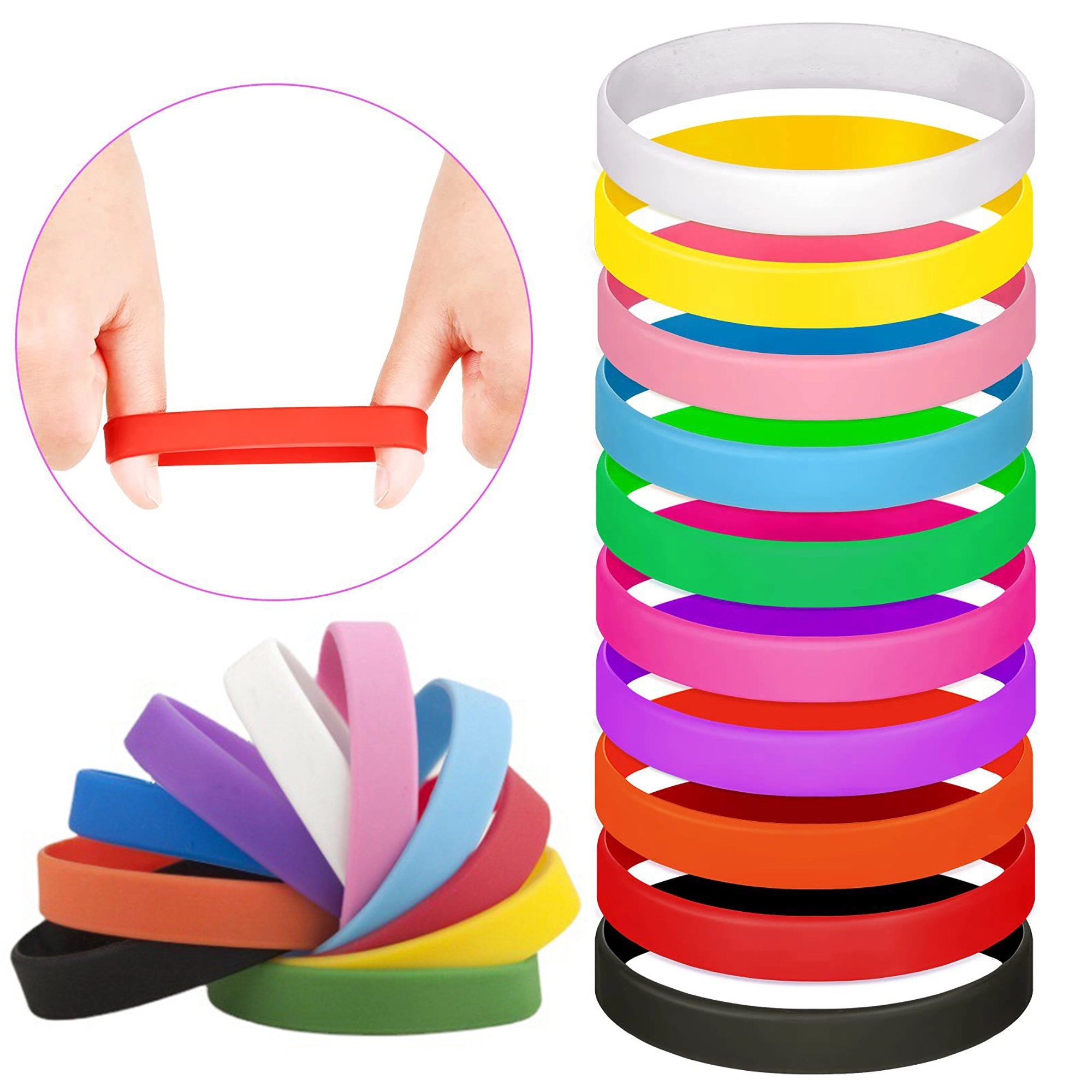 MOQ 50pcs 1/2" Adult Rubber Bracelets Silicone Wristbands 2