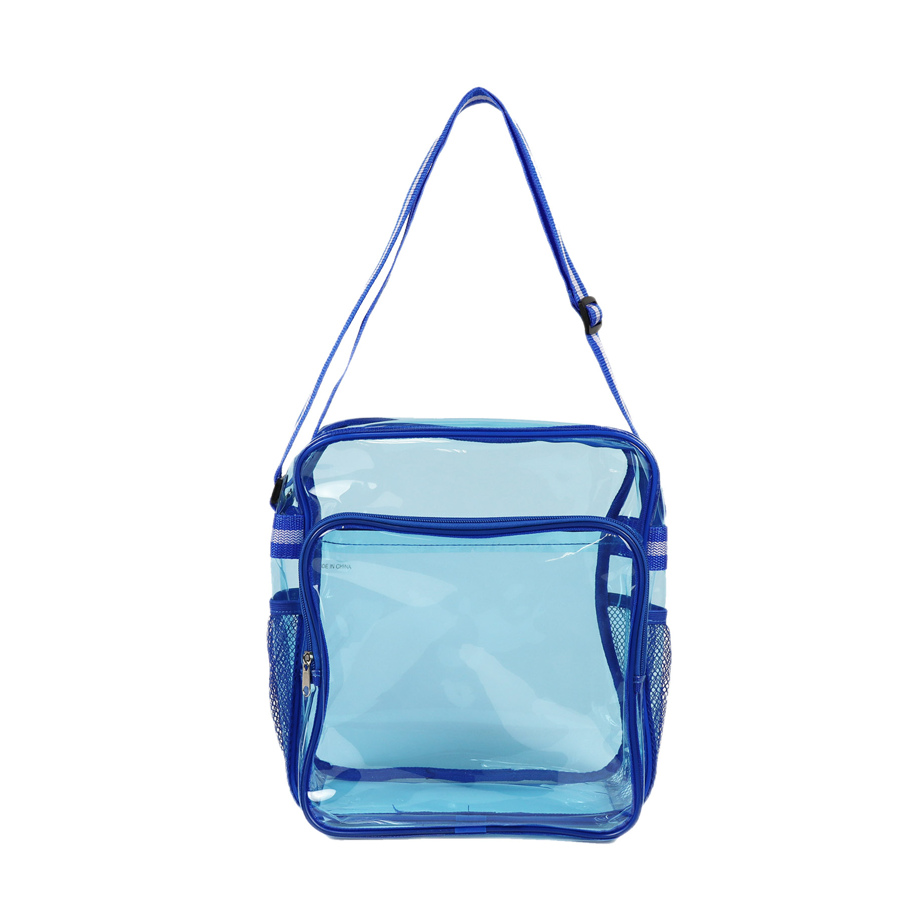 Clear Zipper Small Messenger w/Striped Sling 4