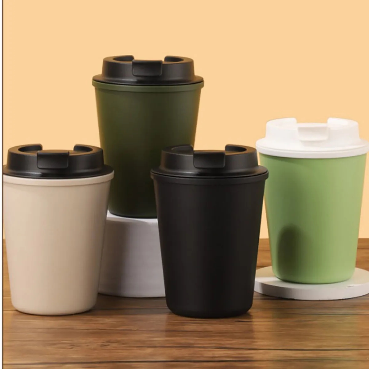12oz. Reusable Coffee Mug With Lid Travel Plastic Cup 10