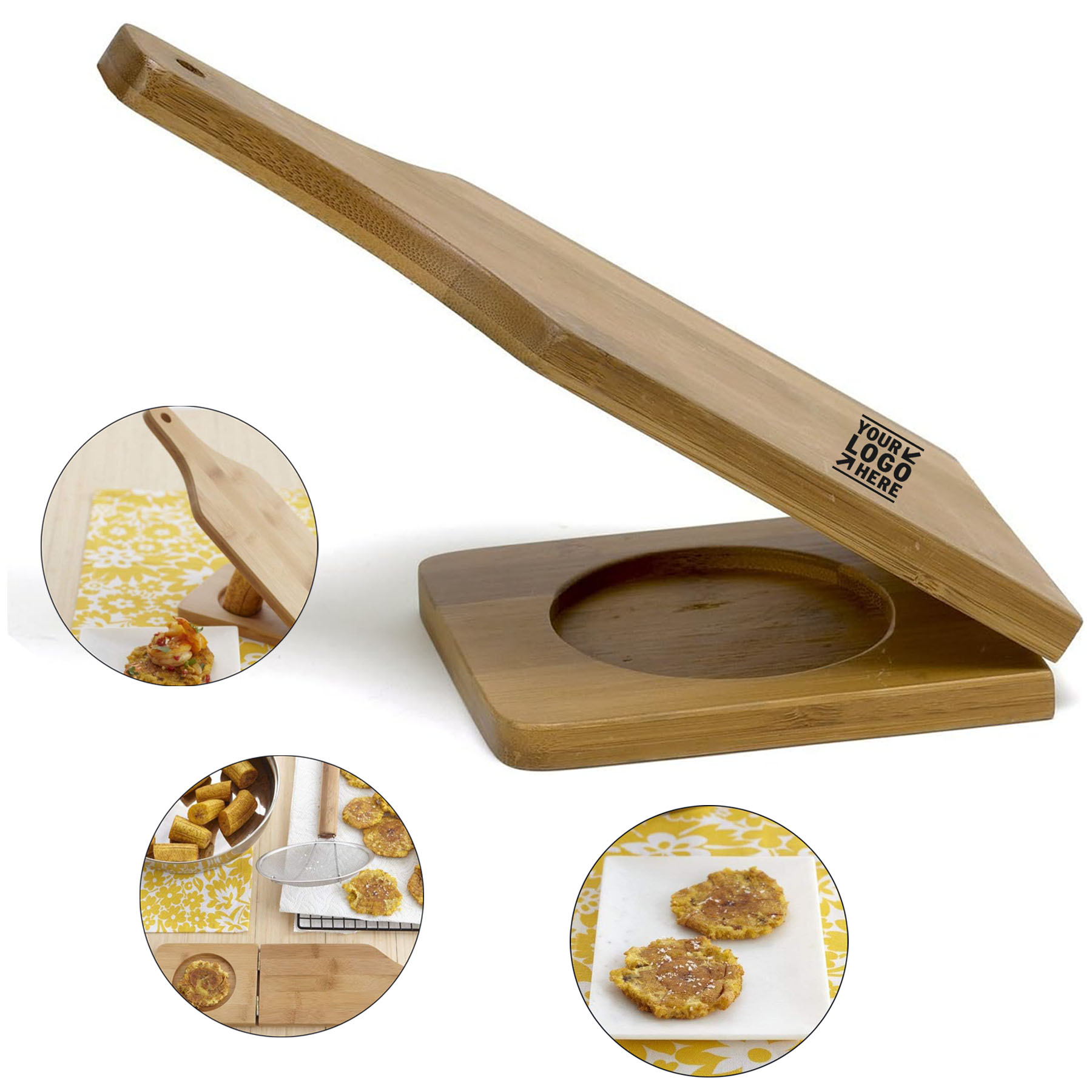 Small Traditional Natural Bamboo Tostonera Plantain Masher