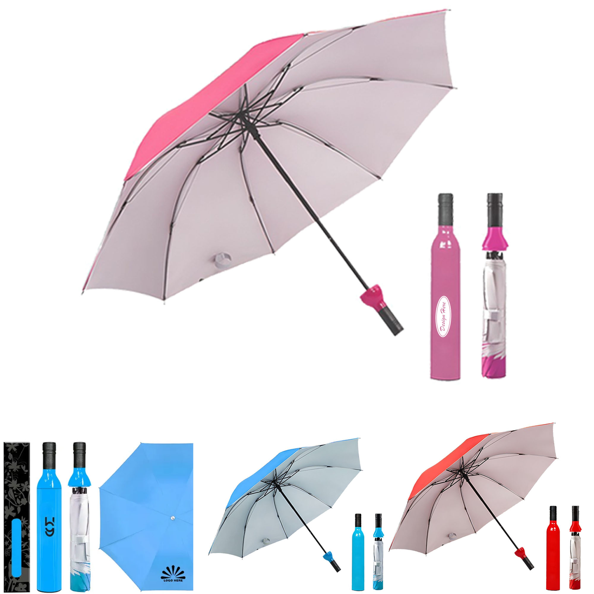 Portable Wine Bottle Design Umbrella for Sun and Rain Coverage 3