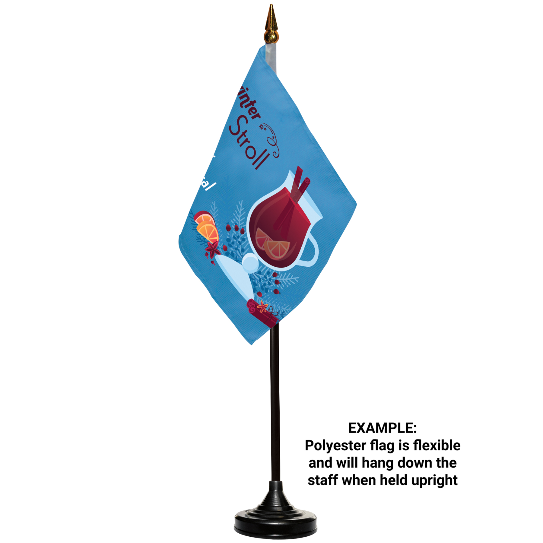 Double Sided Stick Flag with Black Plastic Weighted Base 9