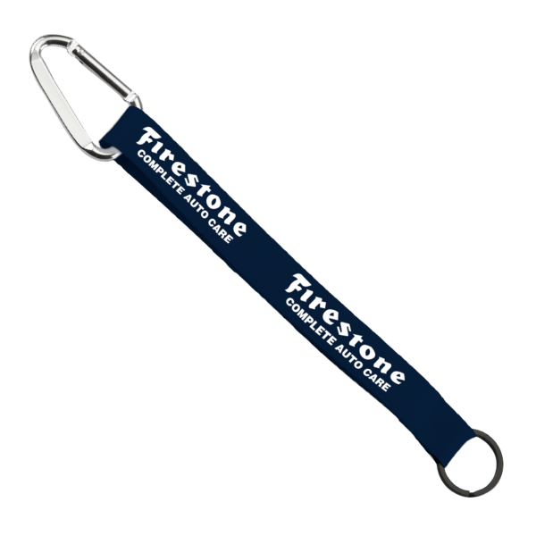 3/4" Sewn Polyester Keychain with Metal Split-Ring and Carabiner 199
