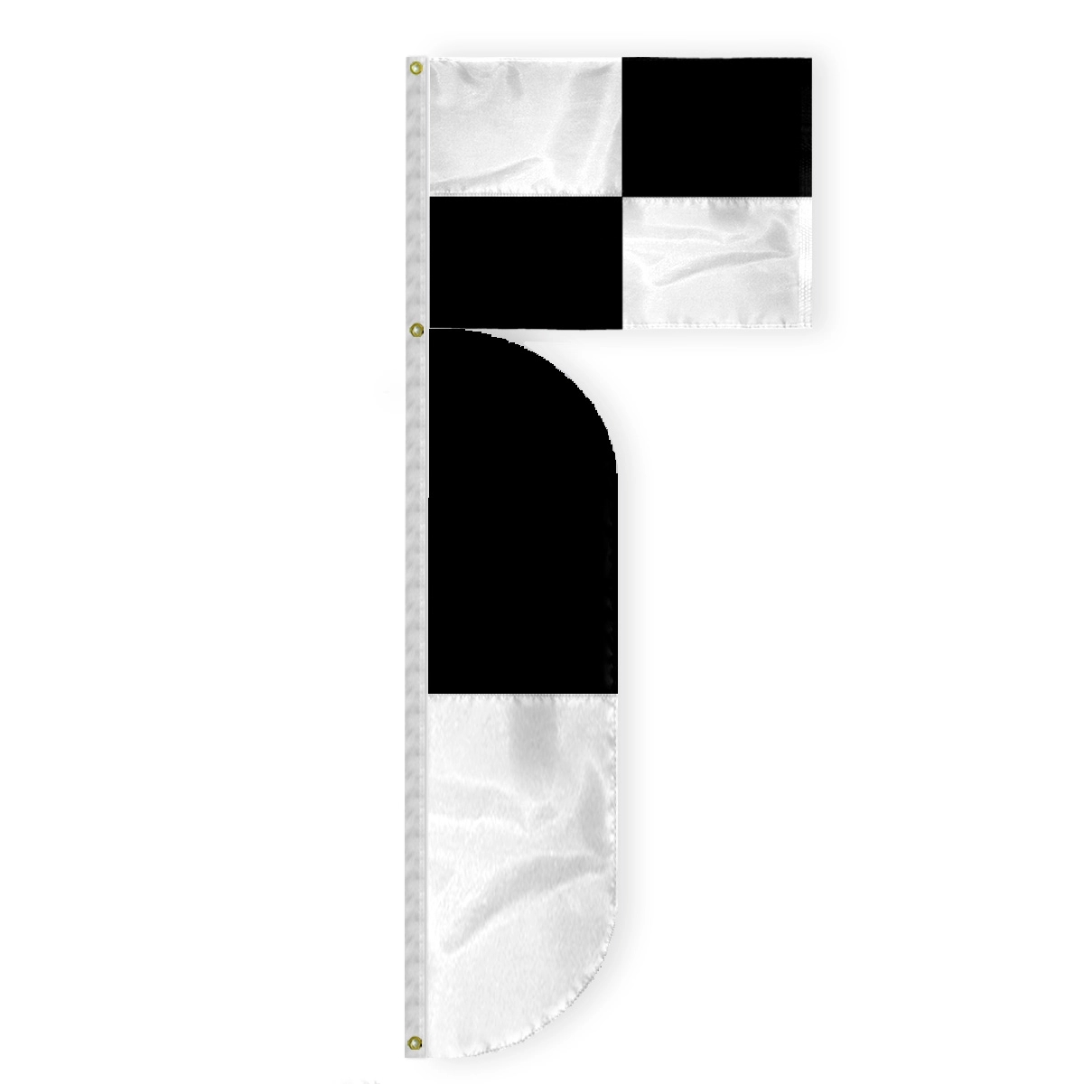 2.5'x3.3'+7.5'x1.65' Nylon Black& White High Visibility Flag 1