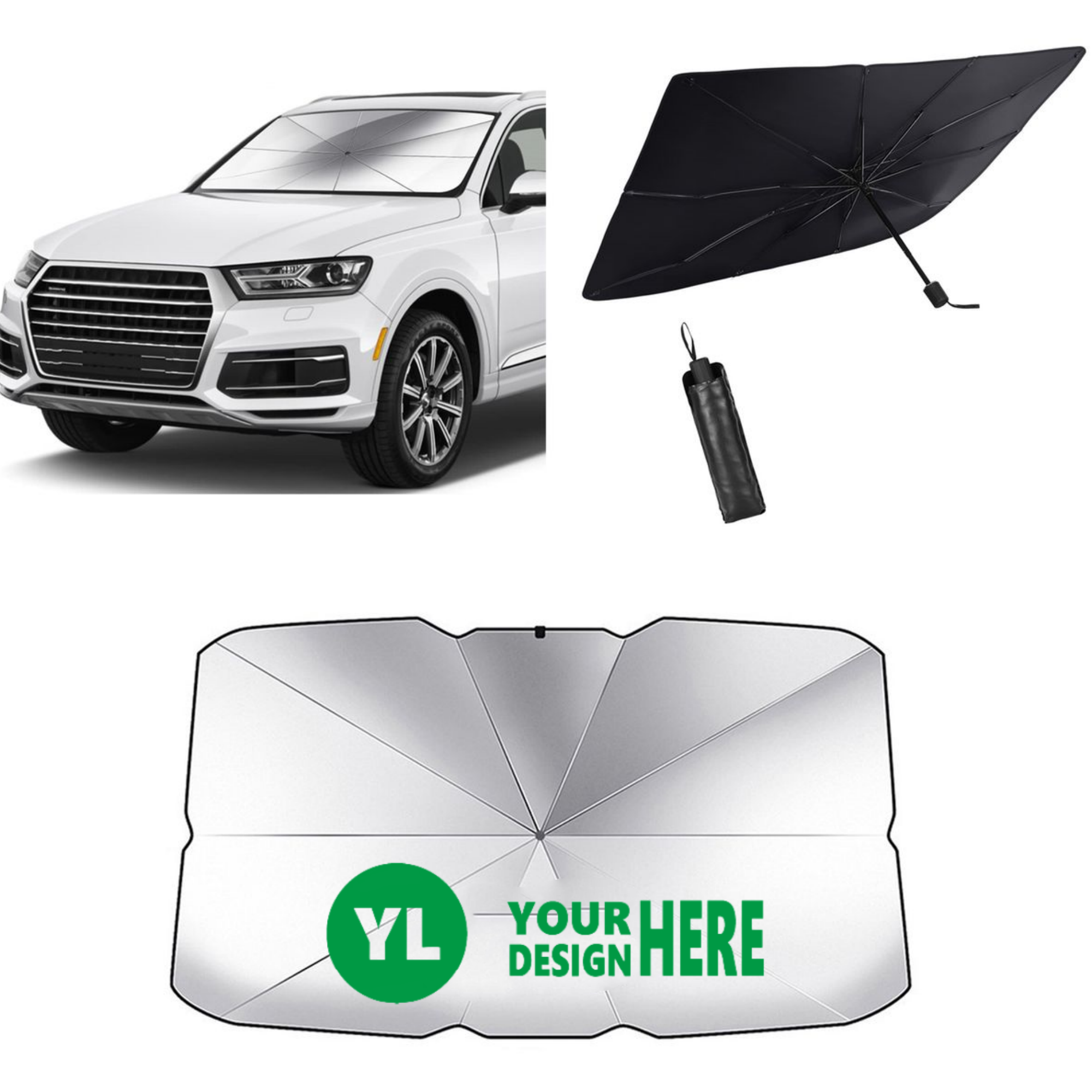 55" Foldable Car Windshield Umbrella Style Sun Shade 2