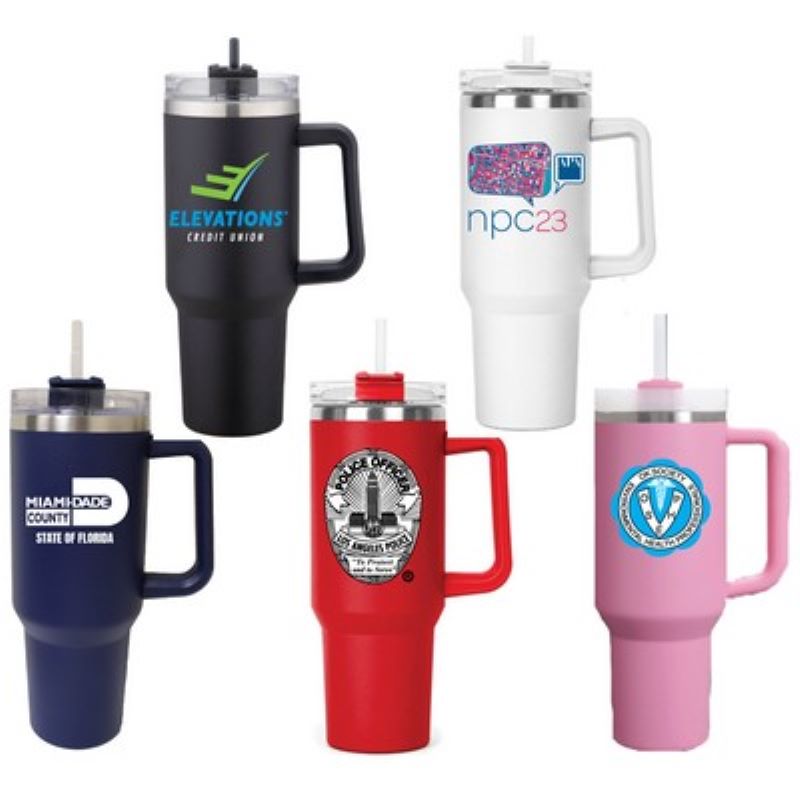 Matte 40 Oz. Stainless SteelInsulated Mug w/Straw Lid