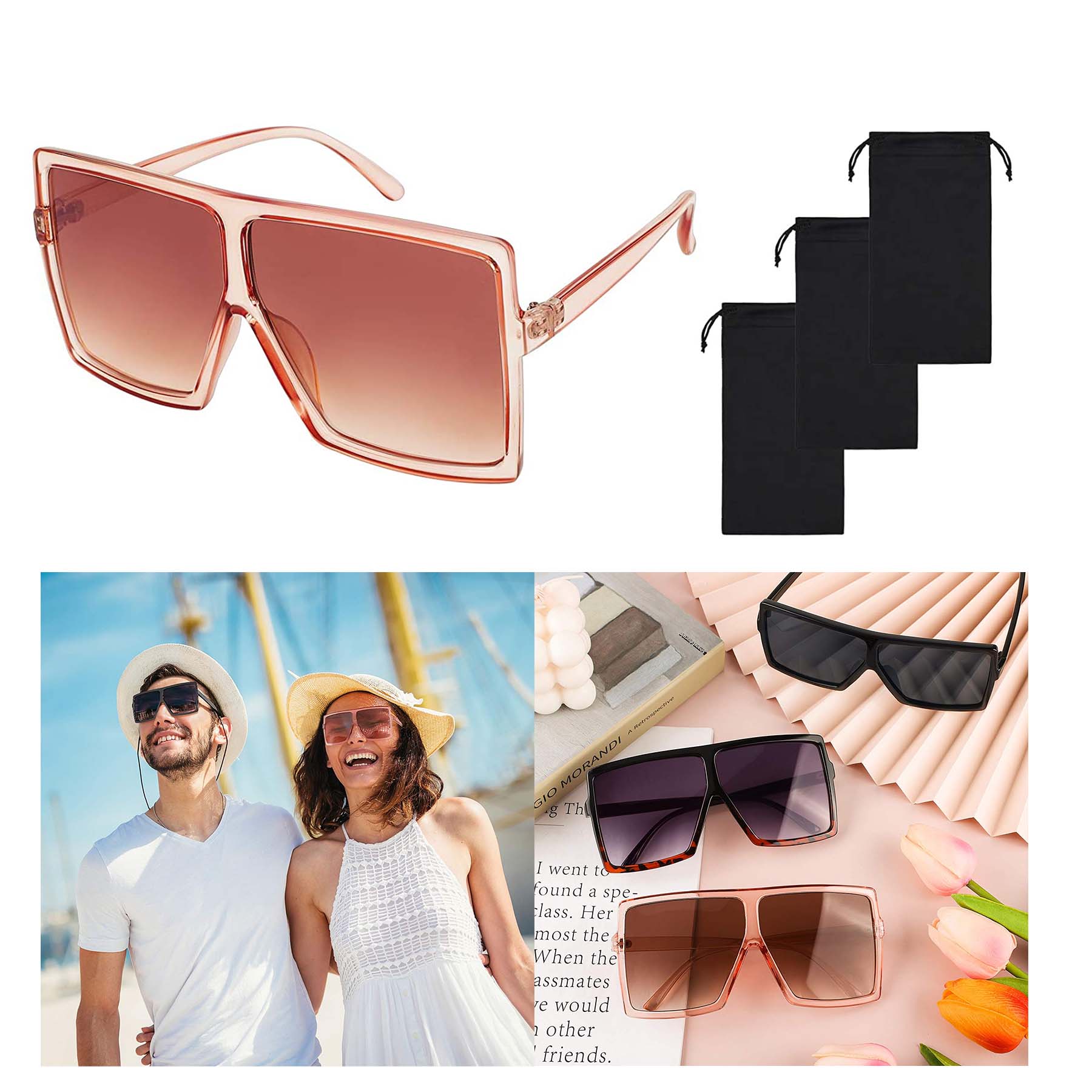 Flat Top Fashion Shades Sunglasses for Women Men 2