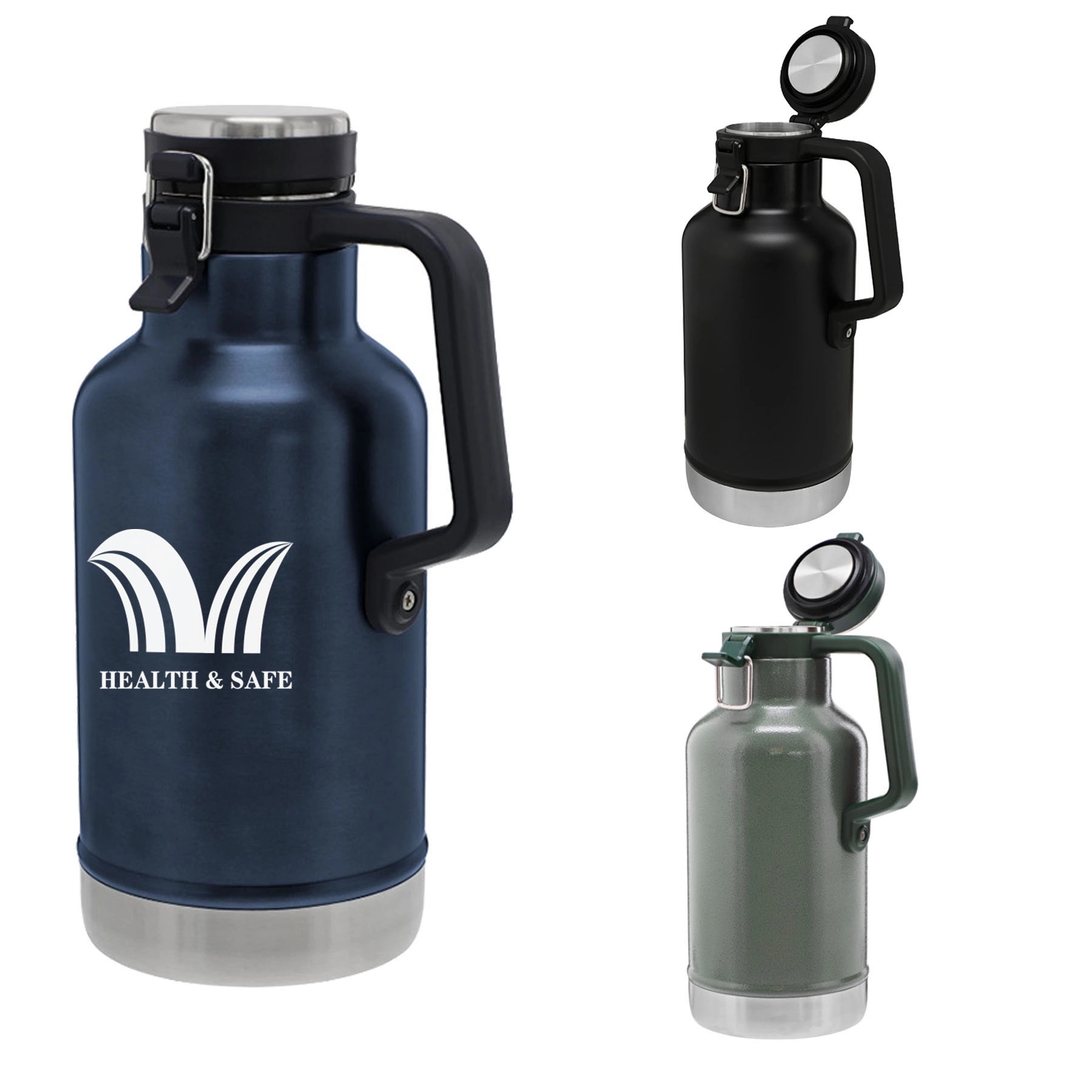 32 oz Double Wall Insulated Vacuum Flask w/ Handle, custom water bottle with logo imprint 2