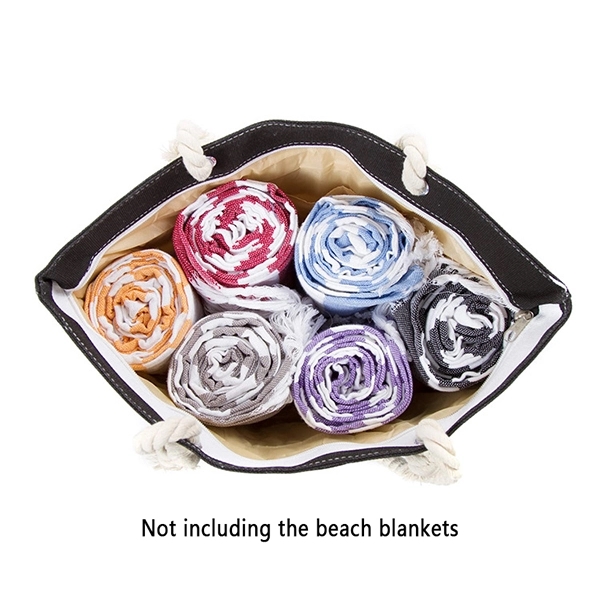 Striped beach canvas jute tote bag with rope handle, custom tote bag with logo imprint 5