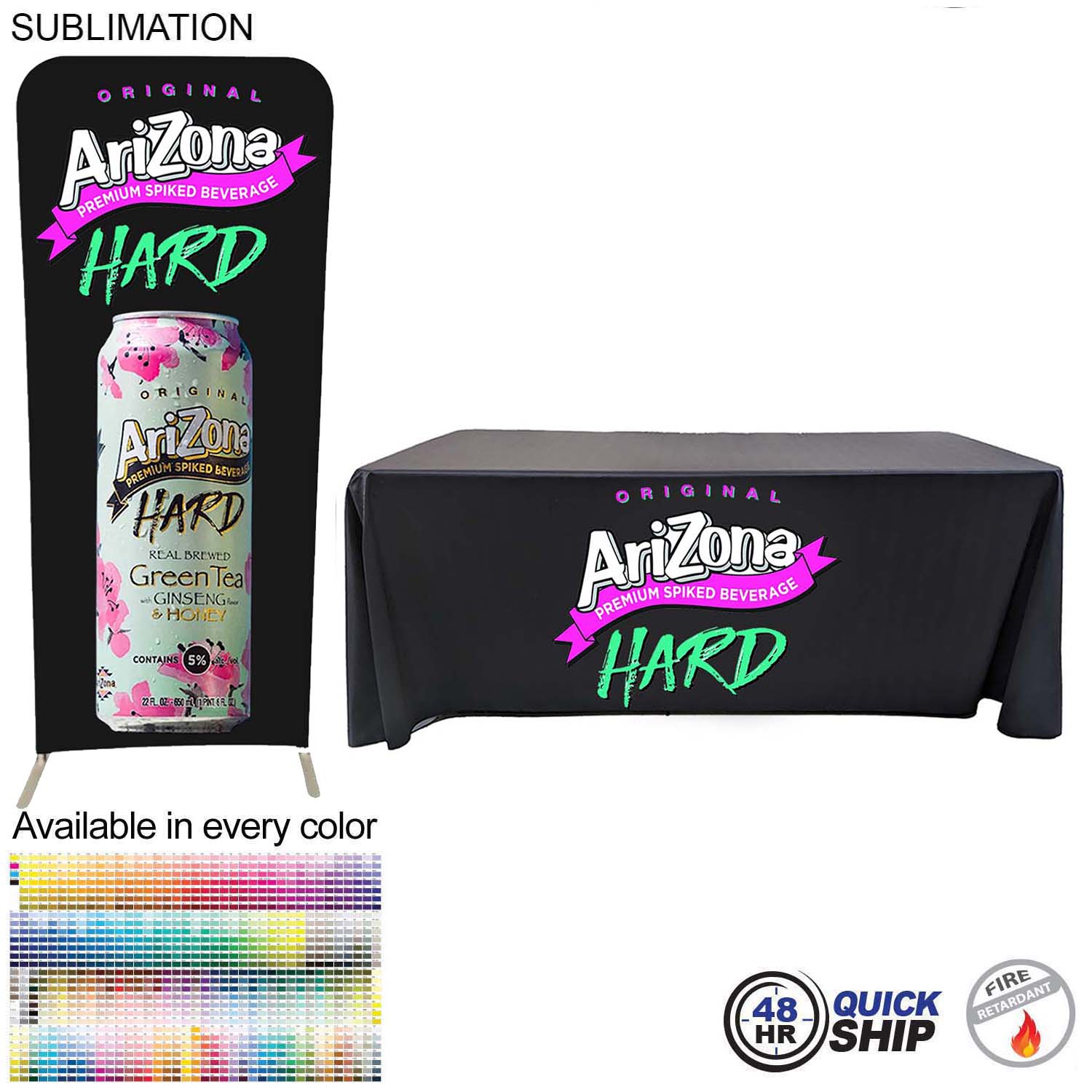 48Hr Quick Ship-Tradeshow Booth Package,3'W x 96"h EuroFit Tension Fabric Display & 6'Sub Tablecloth 27