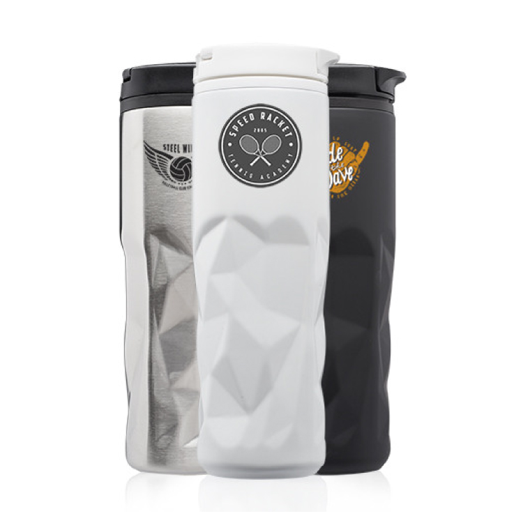 13.5 oz. Stainless Steel Travel Mugs with Geometric Pattern - BPA Free 1