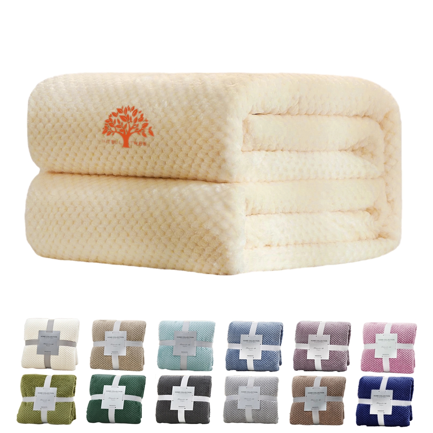 Large Waffle Weave Flannel Fleece Throw Blanket 40X60 Inch 2